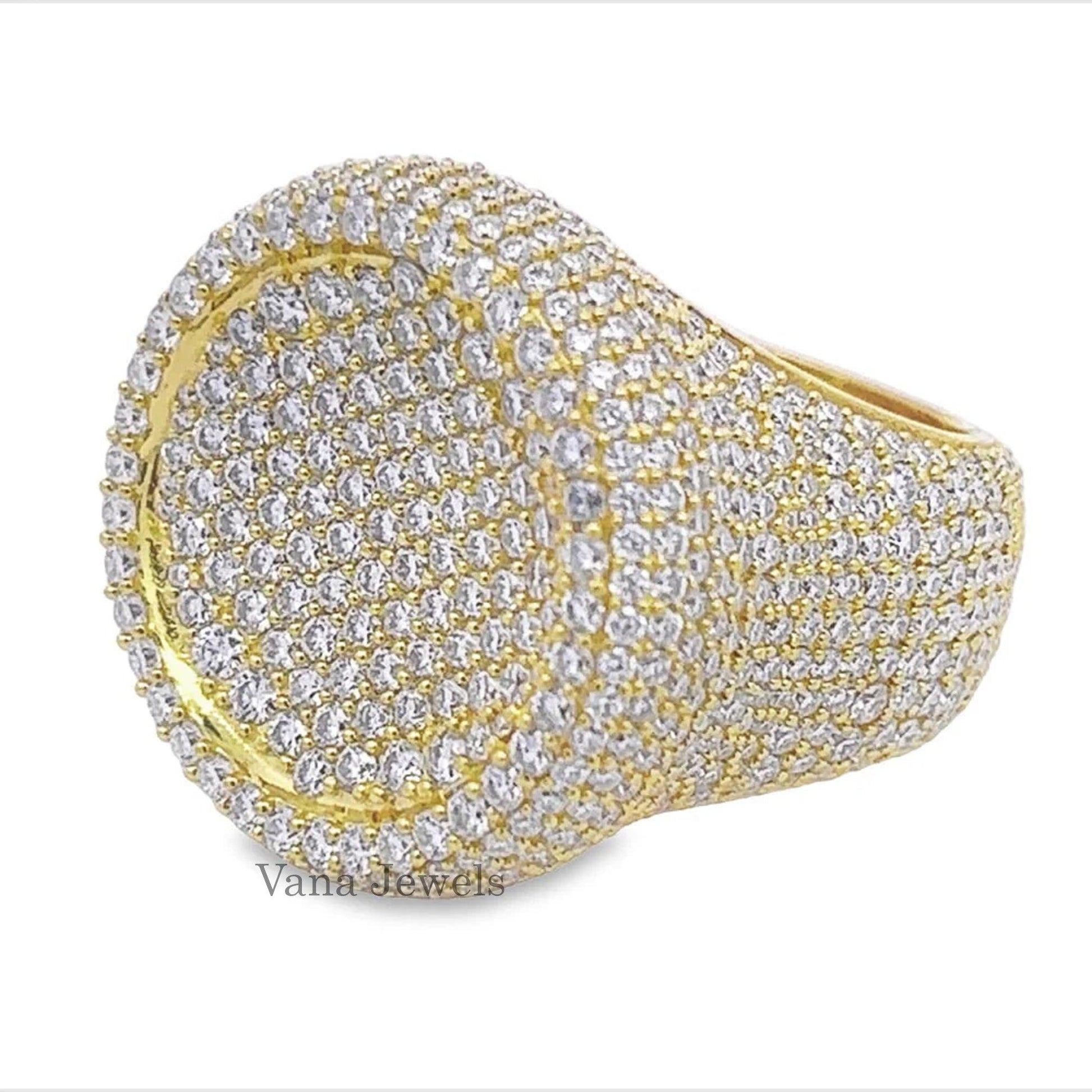 Men’s Iced out Round Cut VVS Diamond Ring - Vana Jewels