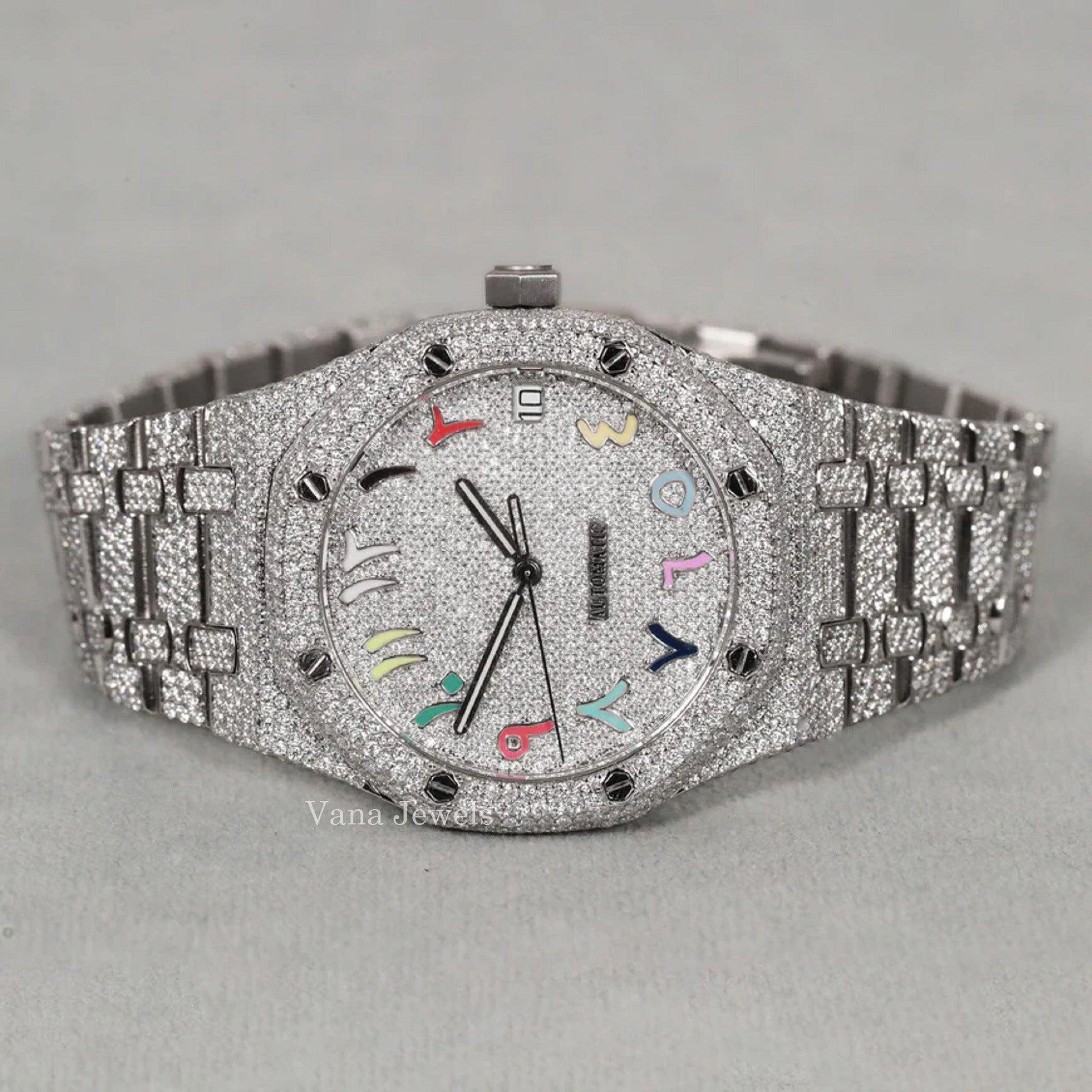 Iced-Out Automatic VVS Moissanite Diamond Watch - Vana Jewels