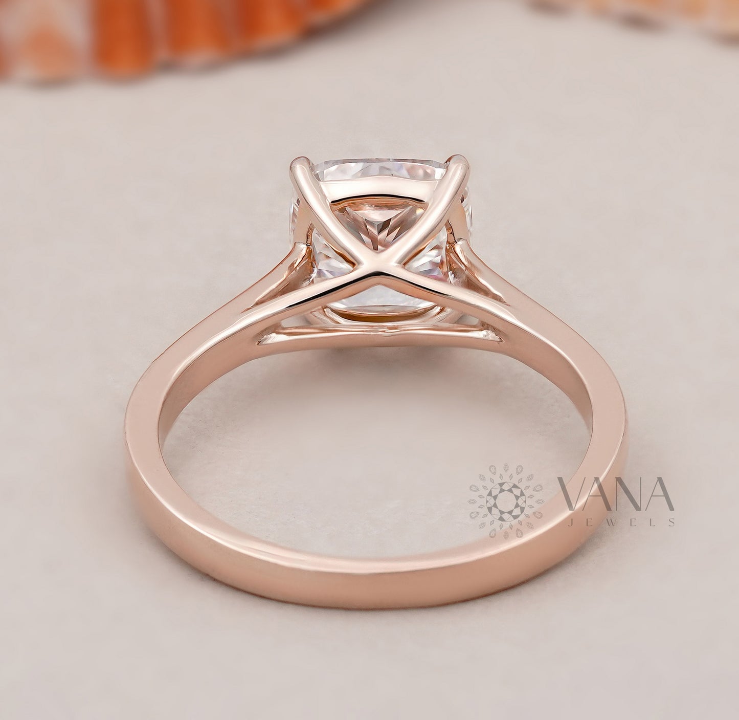 Cushion Cut Lab Grown Diamond Engagement Solitaire Ring in Cathedral Setting