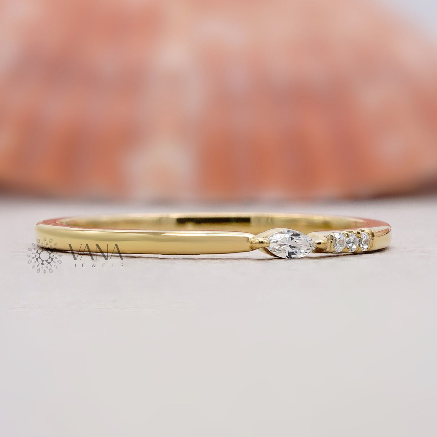 Marquise Cut Diamond Wedding Band
