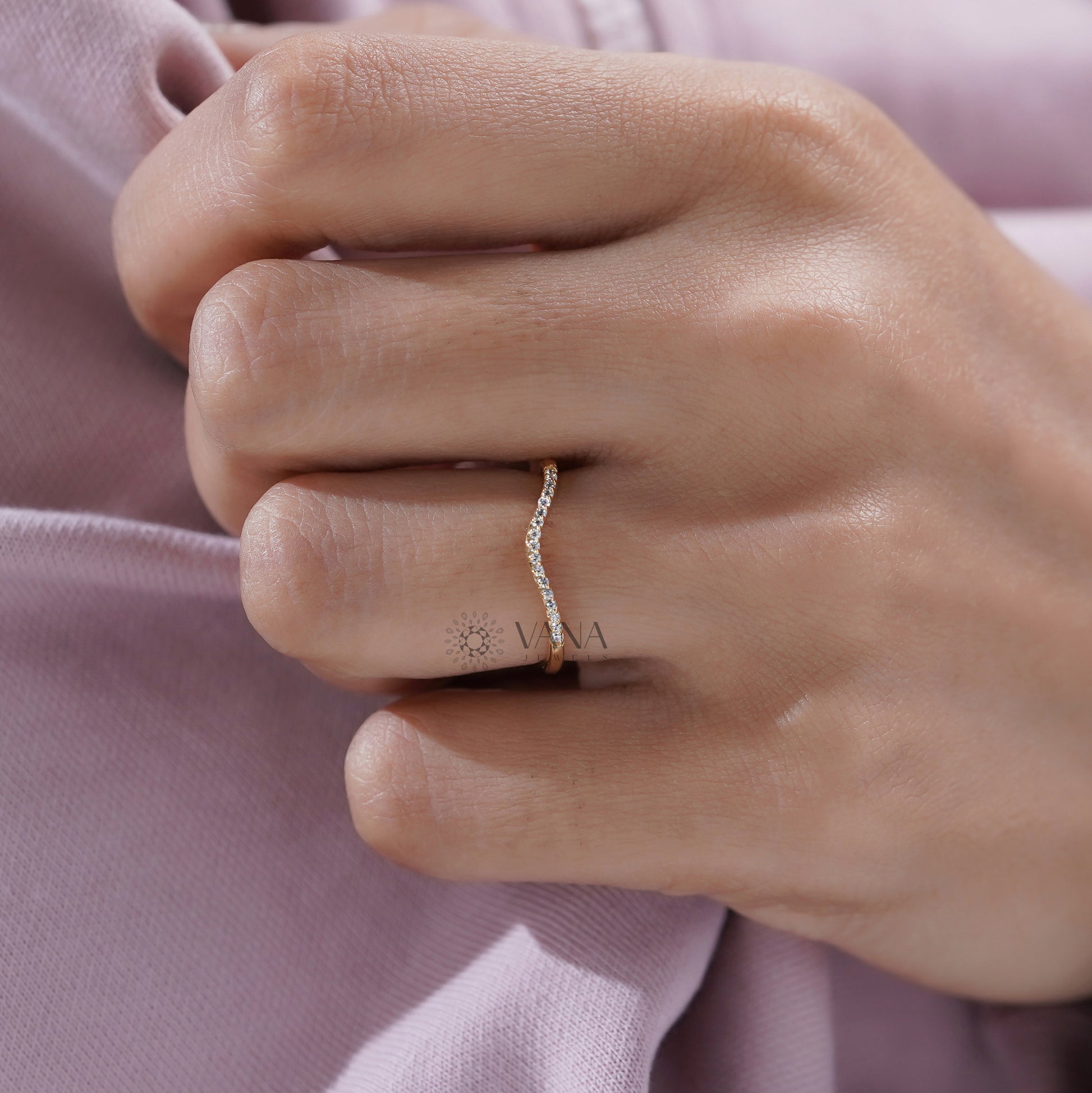 Delicate lab grown diamond wishbone ring
