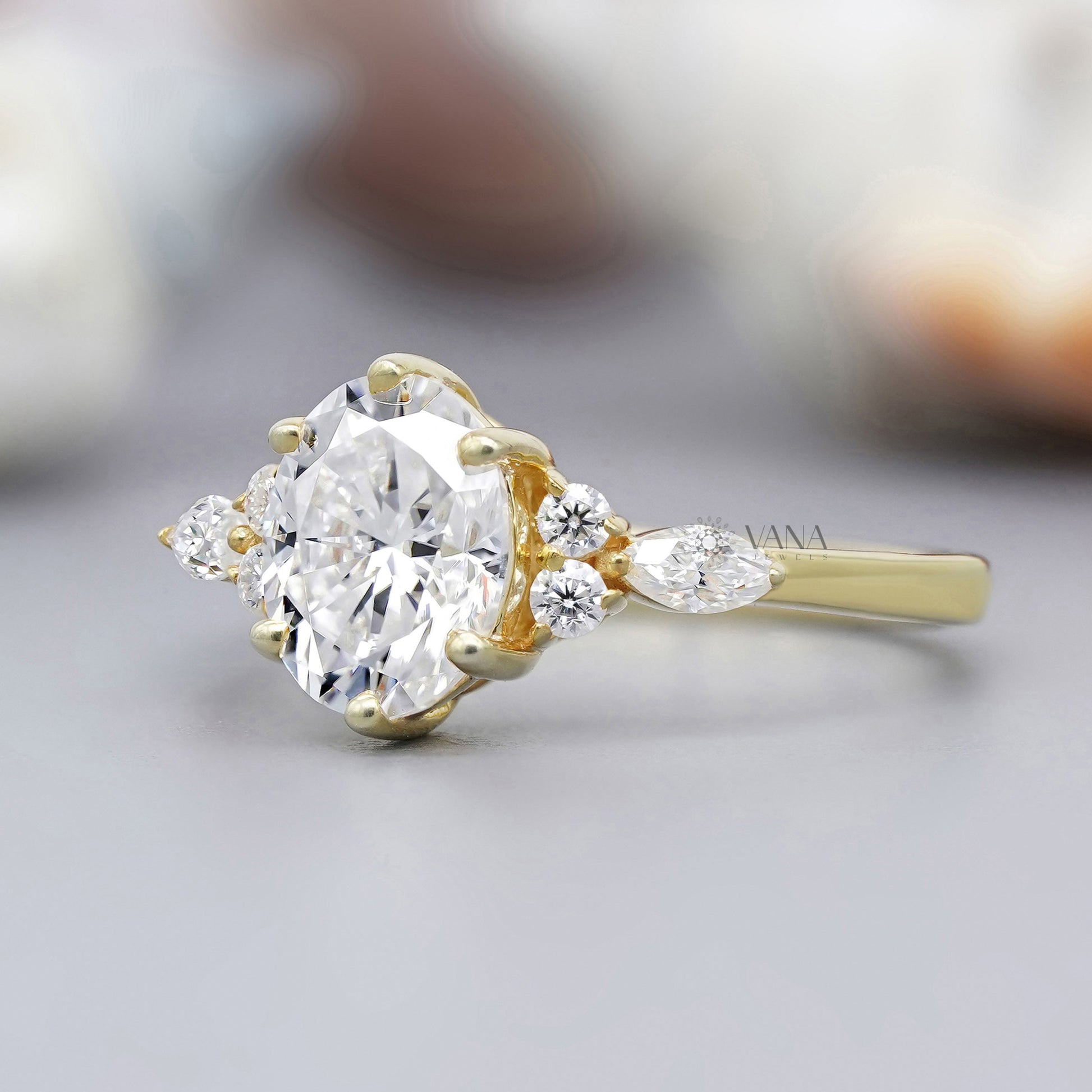 Oval moissanite engagement ring