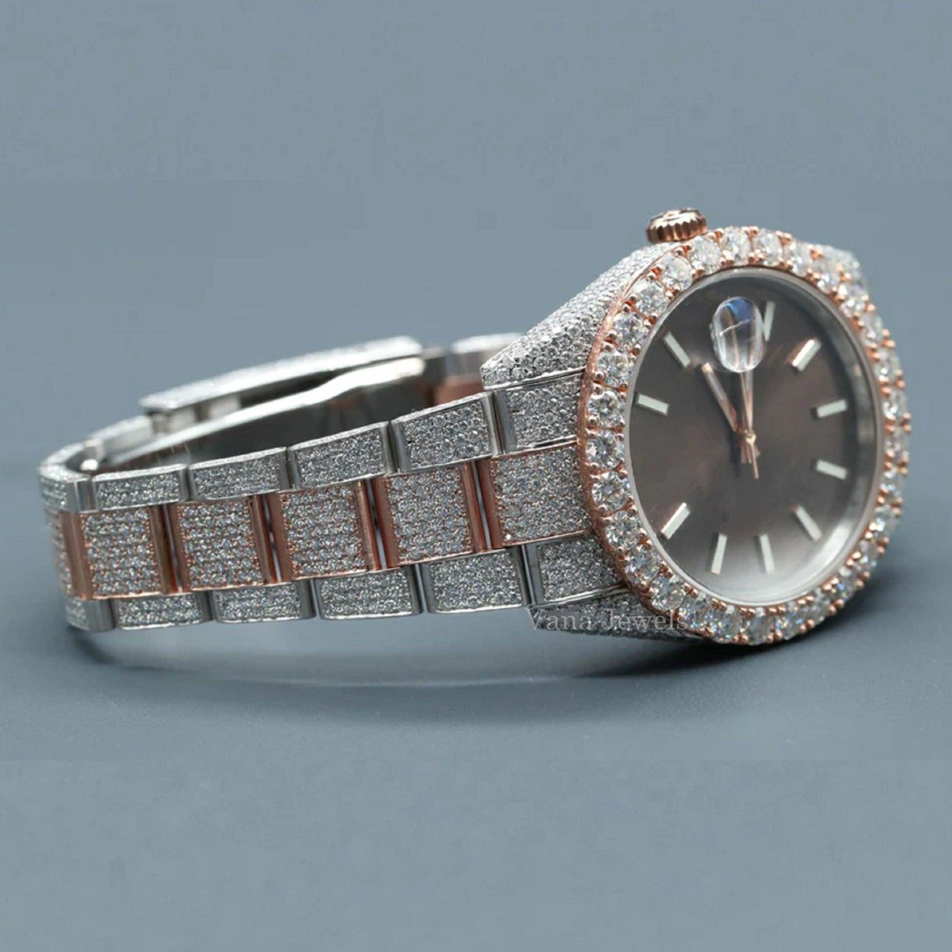 Two-Tone VVS Moissanite Diamond Luxury Watch - Vana Jewels