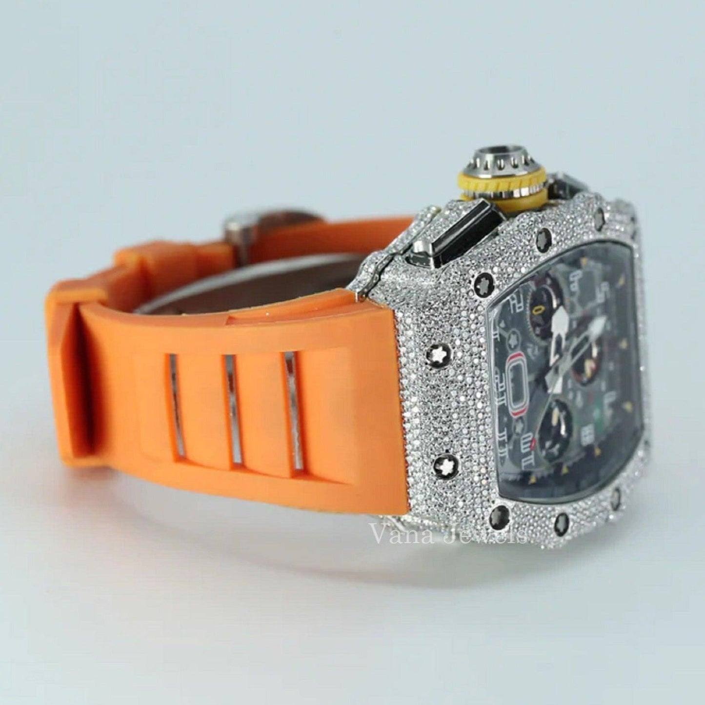 Real VVS Moissanite Diamond Rubber Band Watch - Vana Jewels