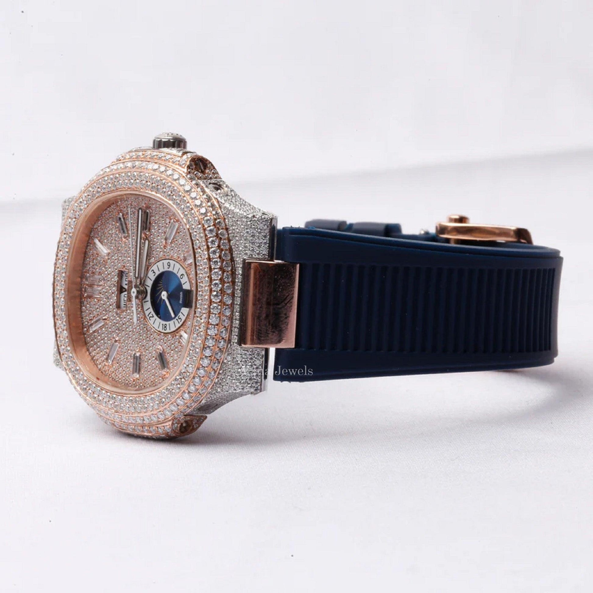 Moissanite Diamond Rubber Band Custom Watch - Vana Jewels