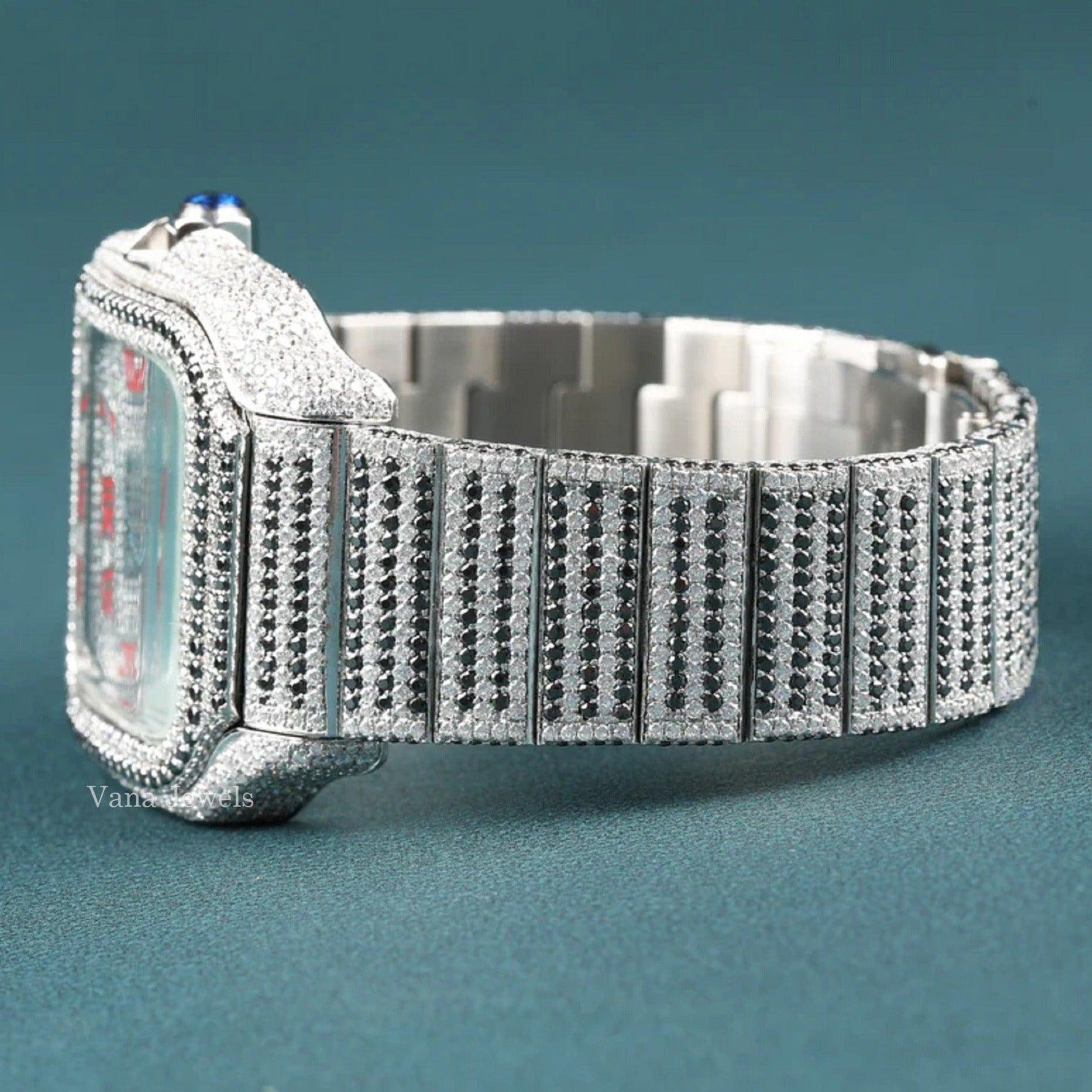 Fully Customized Iced Out Watch with VVS Moissanite Diamond - Vana Jewels