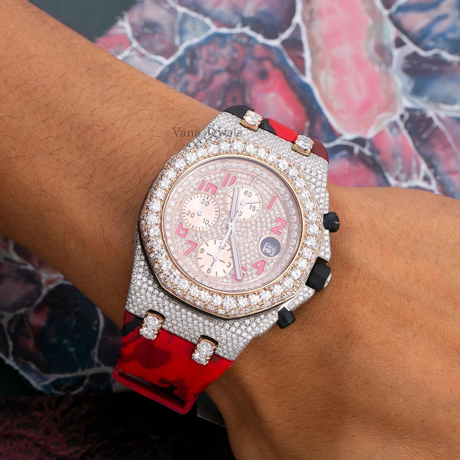 Customized Hip Hop Iced Out VVS Moissanite Diamond Watch - Vana Jewels