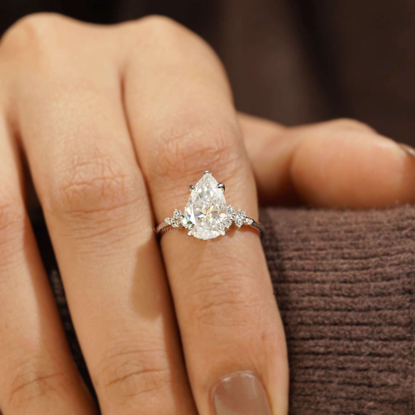 2.32 CT Pear Cut Moissanite Engagement Ring