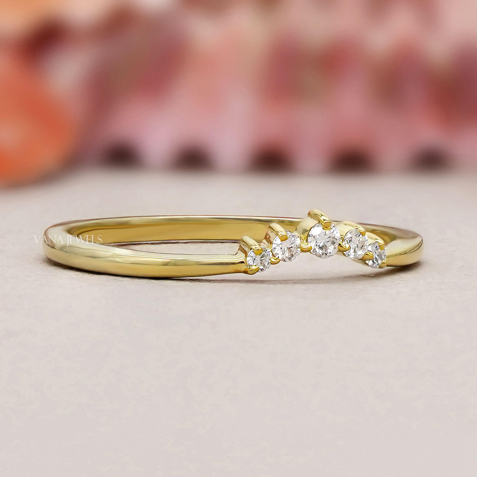 Five Stone Lab Diamond Wedding Band