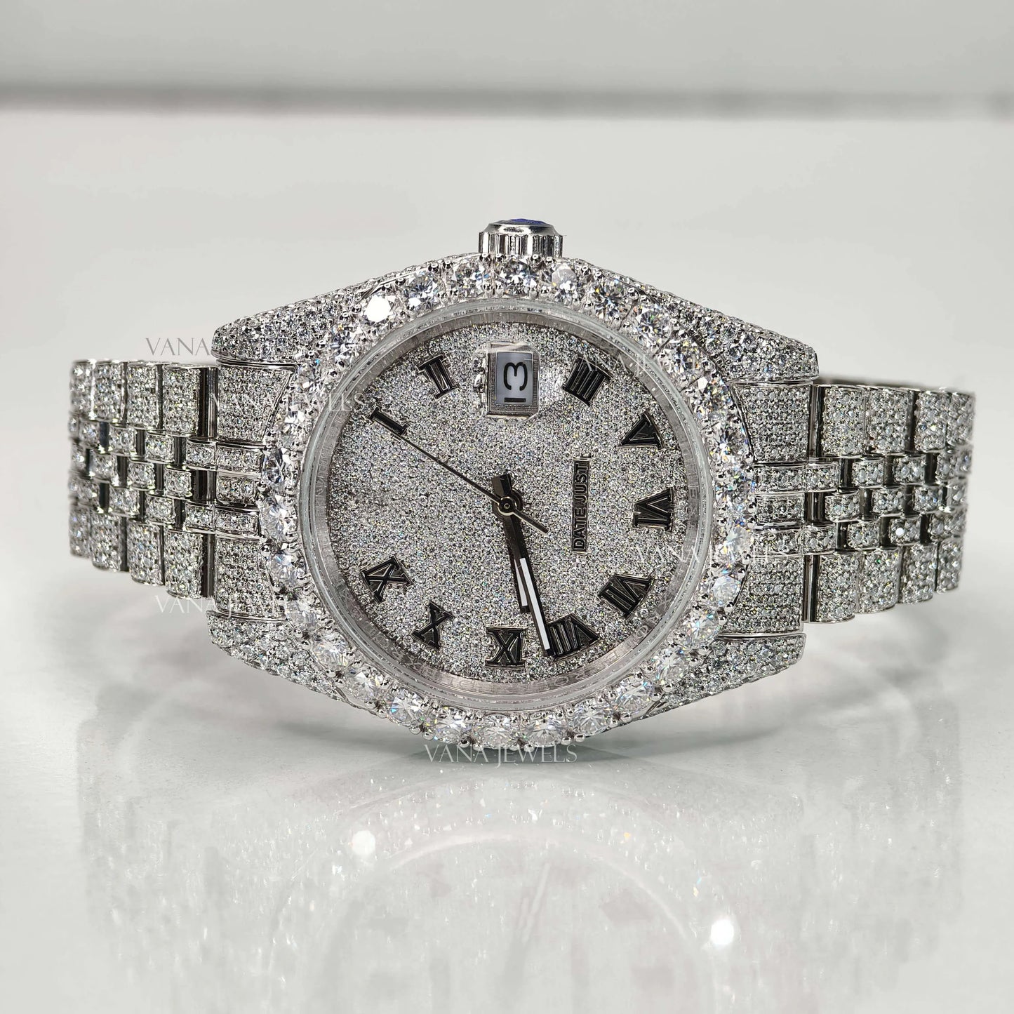 Exquisite Moissanite Studded Watch, Fully Iced Out Diamond Watch for Ultimate Luxury