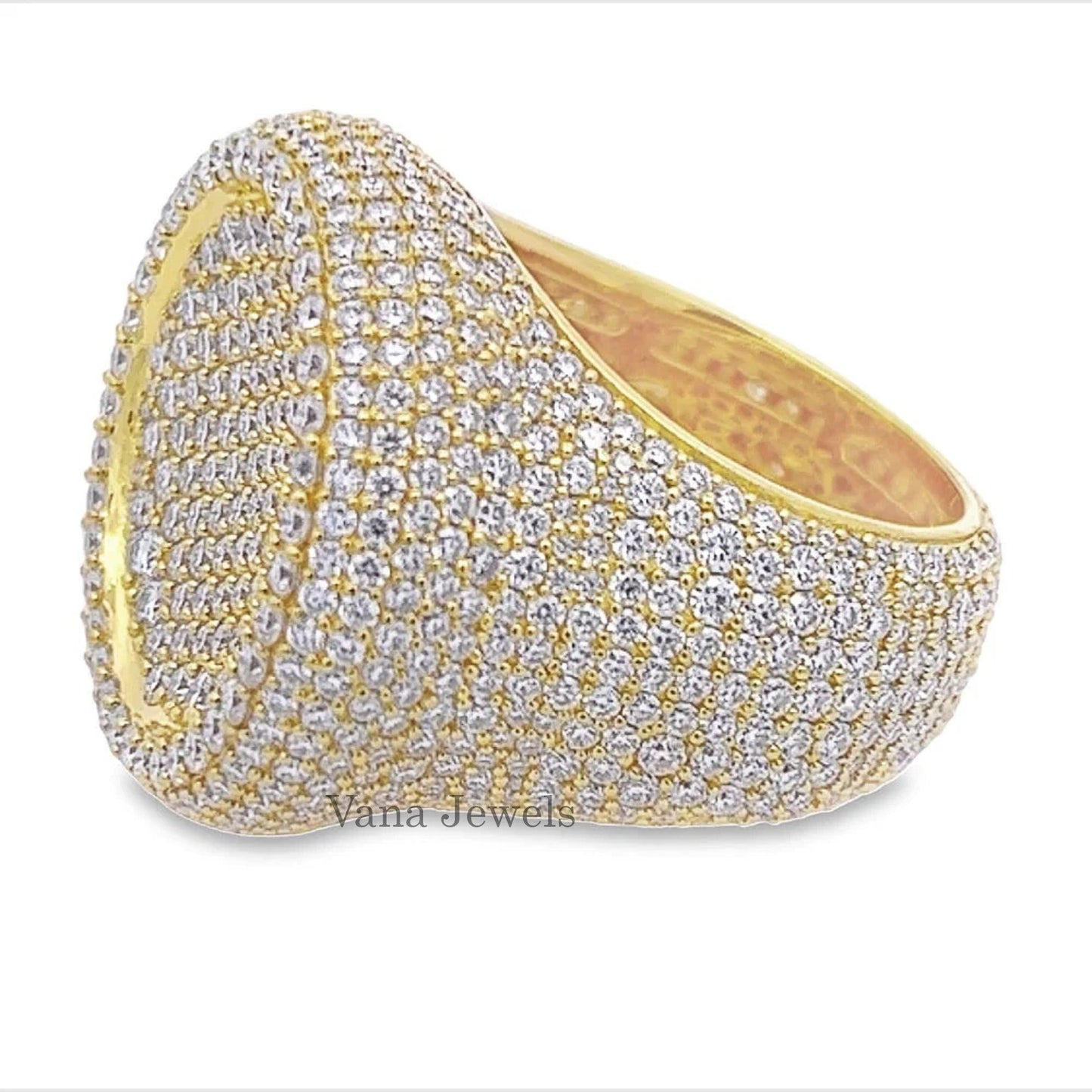 Men’s Iced out Round Cut VVS Diamond Ring - Vana Jewels