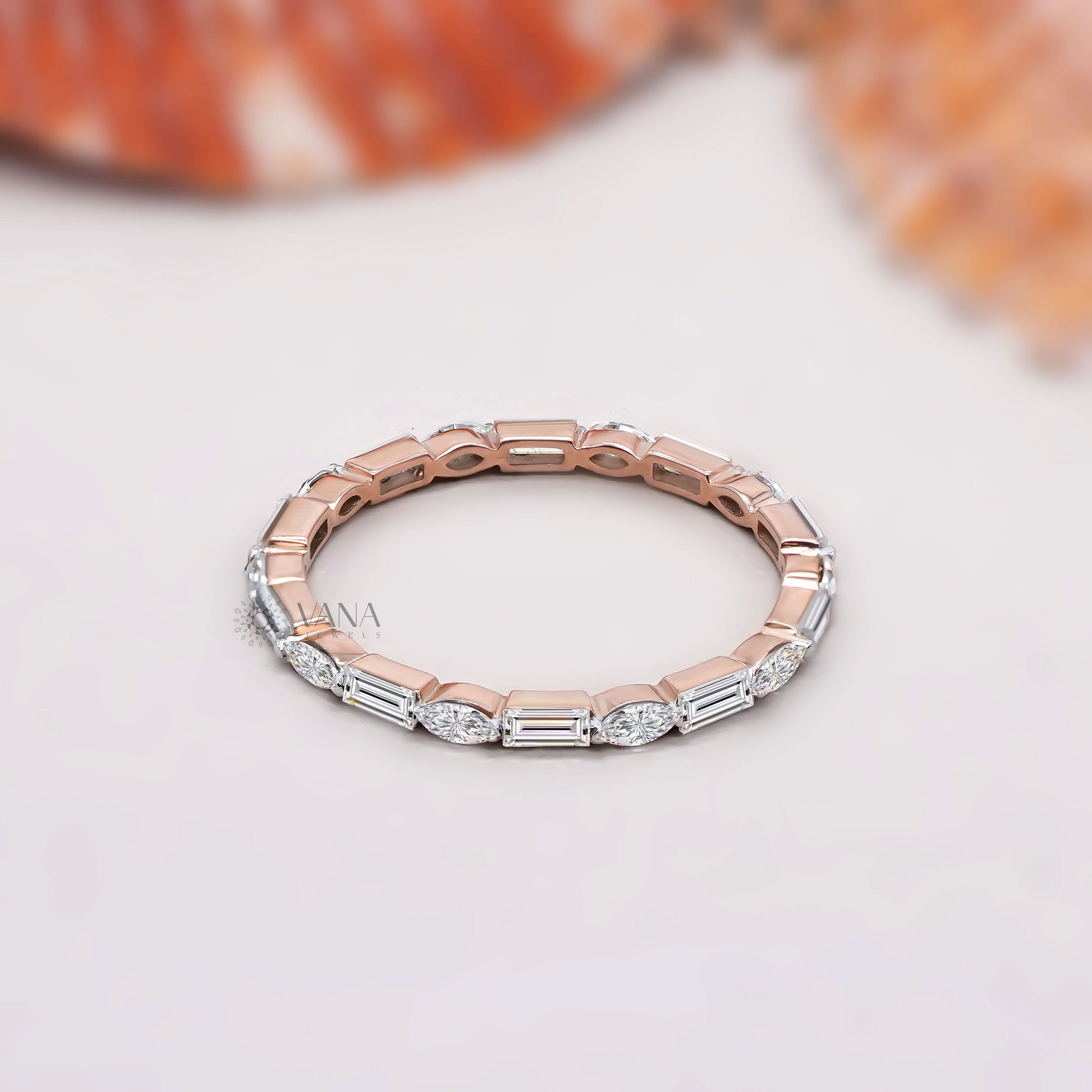 marquise and baguette diamond wedding band
