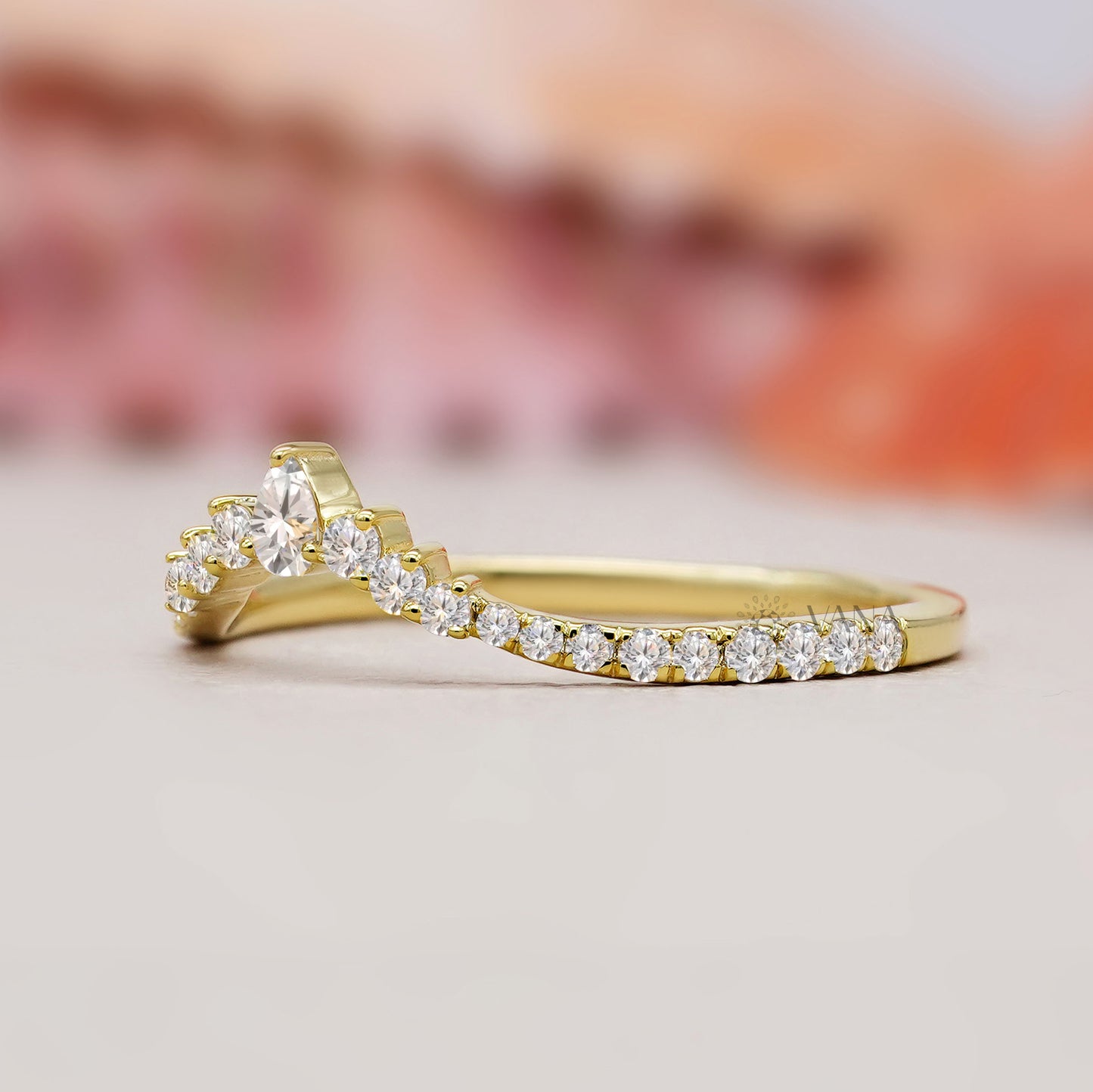 lab created diamond curved ring
