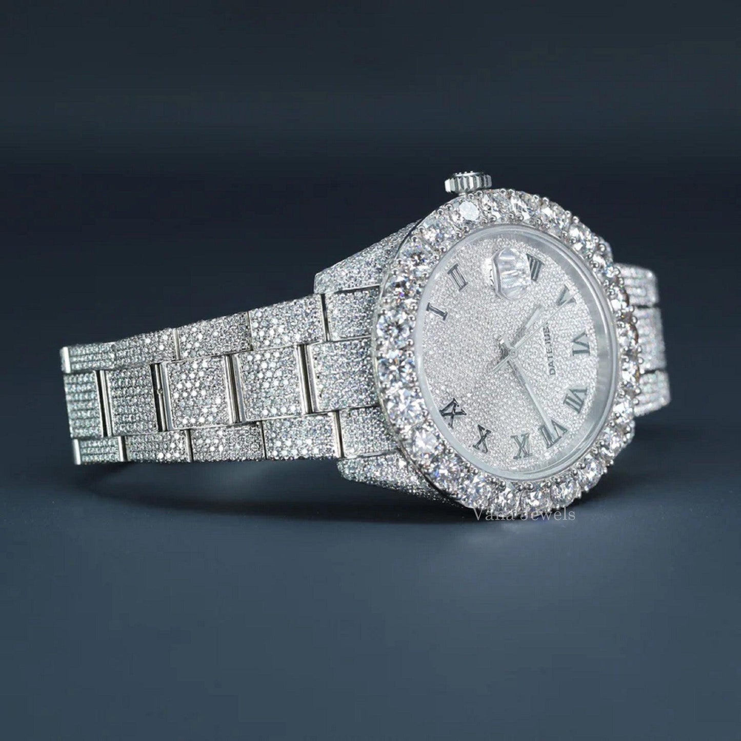 VVS Moissanite Fully Iced Out Diamond Watch - Vana Jewels