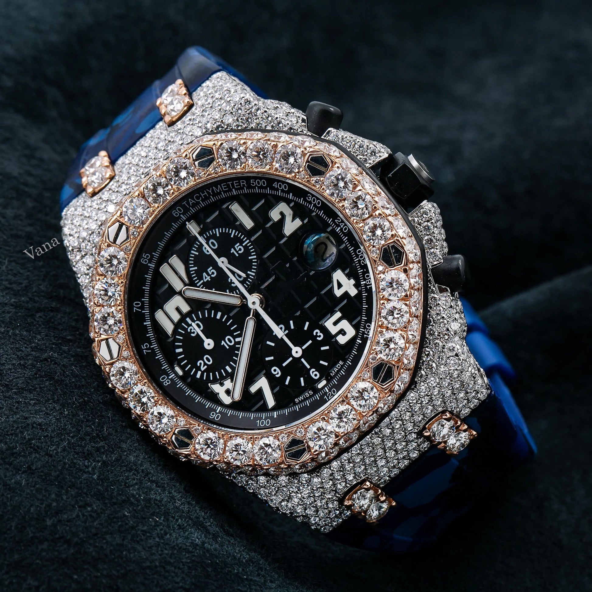 Customized Rubber Band VVS Moissanite Iced Out Watch - Vana Jewels