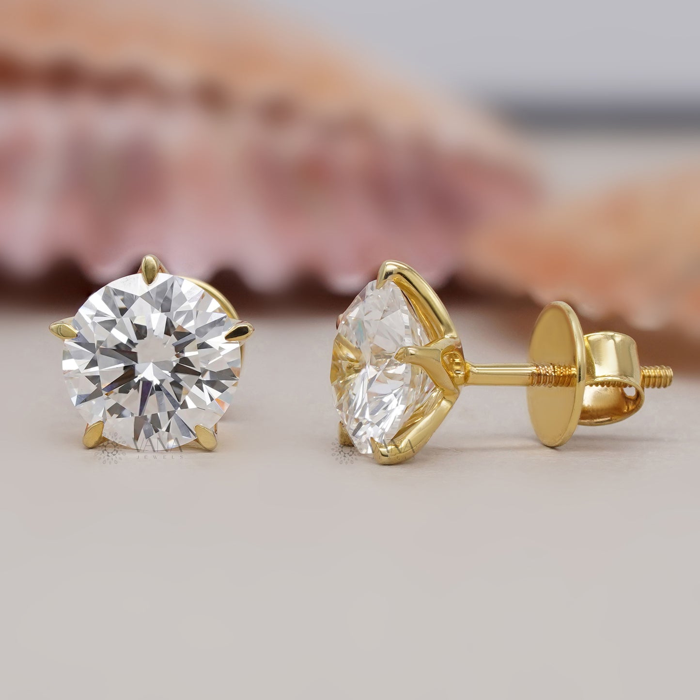 Round Cut Lab Grown Diamond Stud Earrings – Classic Minimalist Solitaire Gift for Her