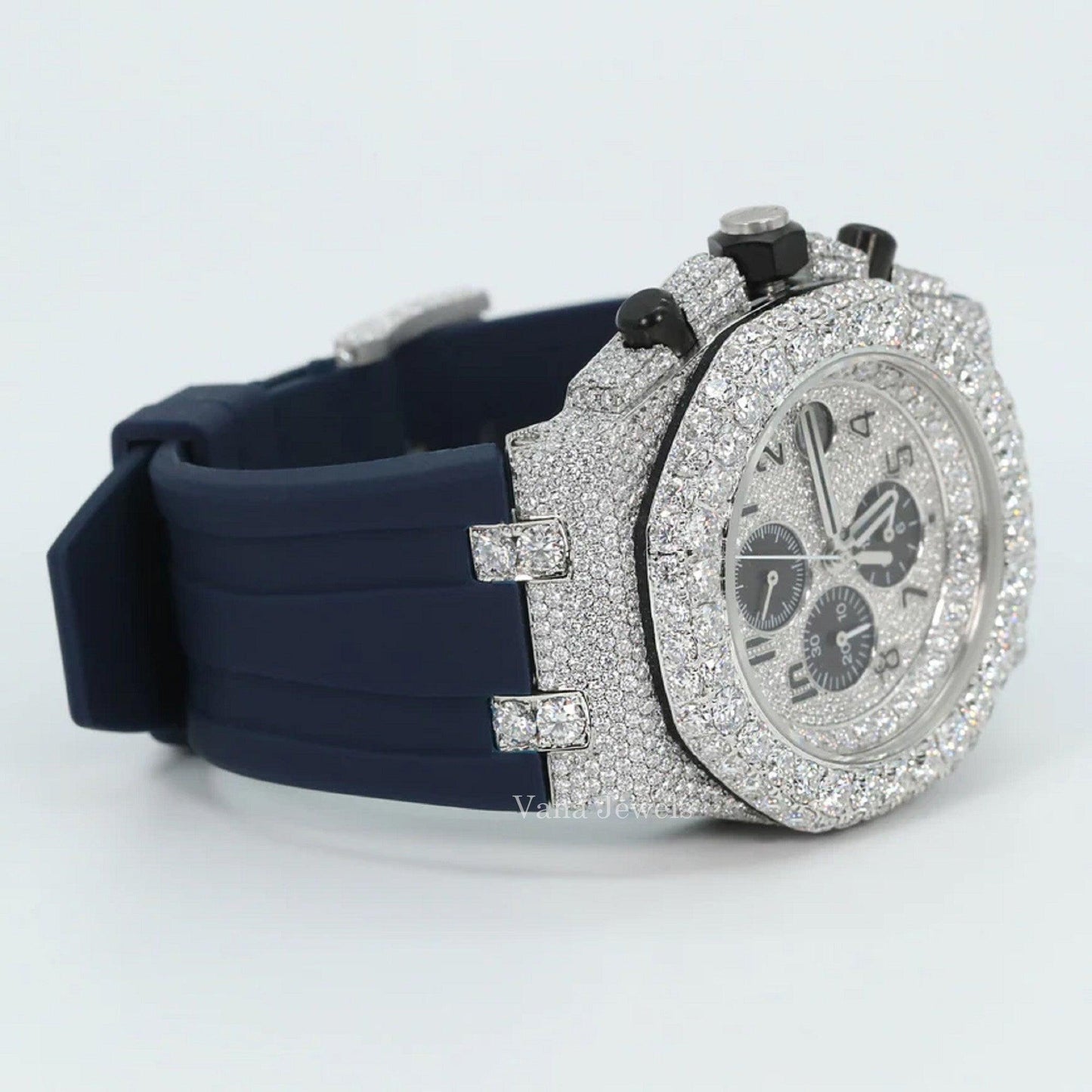 Moissanite Diamond Rubber Band custom Iced Out Watch - Vana Jewels