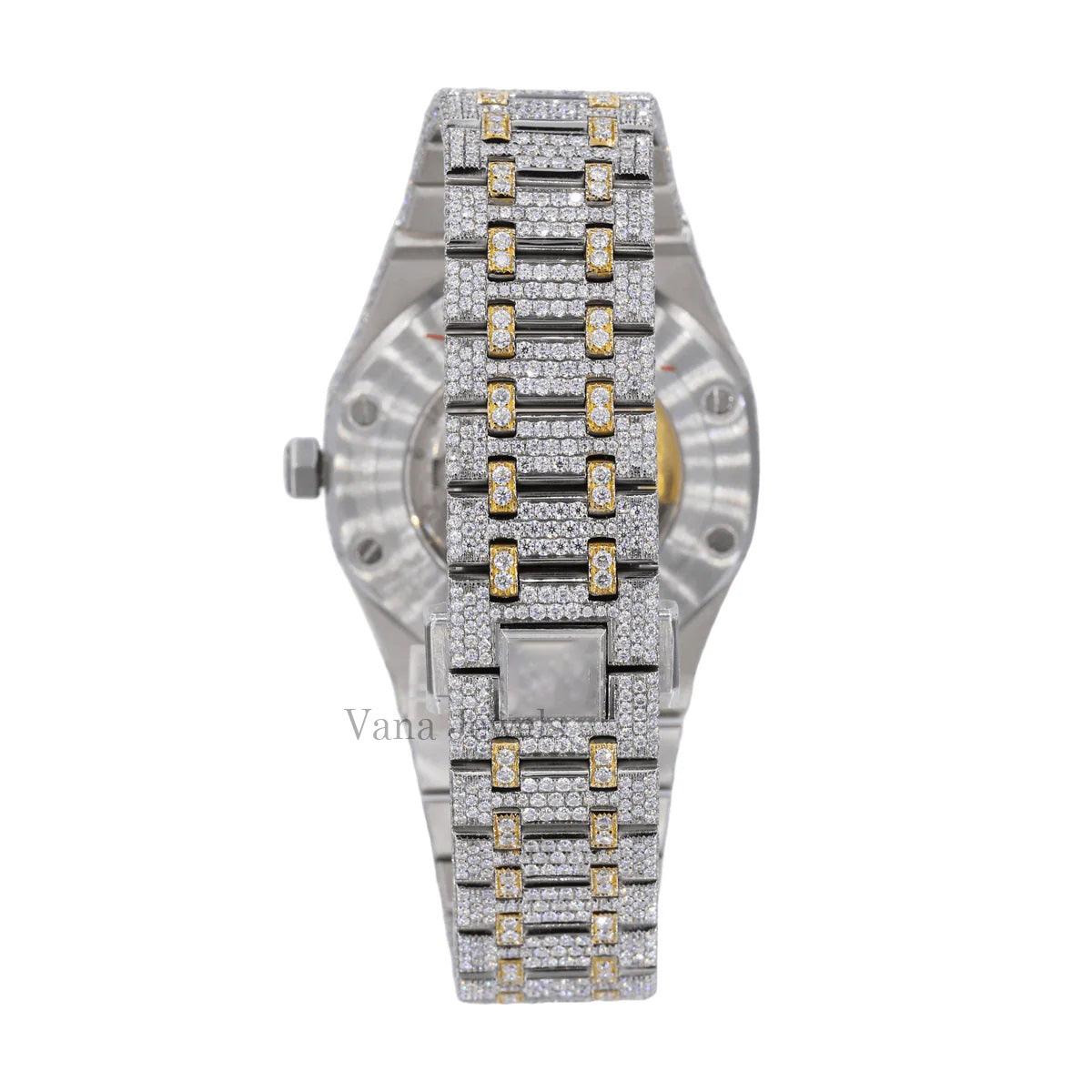 Two-Tone Yellow Gold VVS Moissanite Diamond Automatic Watch - Vana Jewels