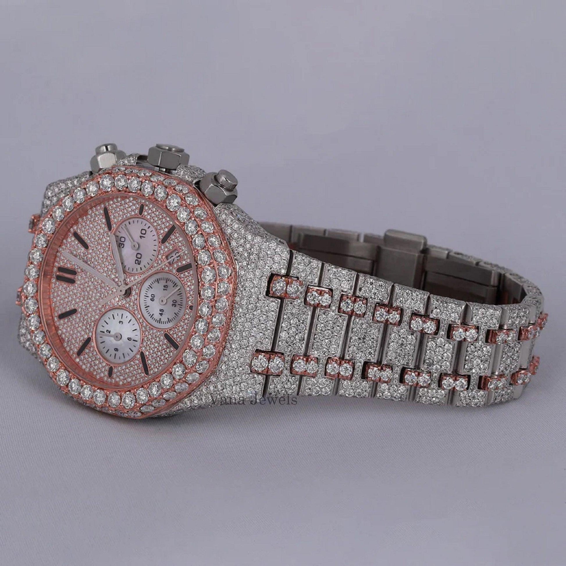 Iced Out Two-Tone Luxury Moissanite Diamond Watch - Vana Jewels