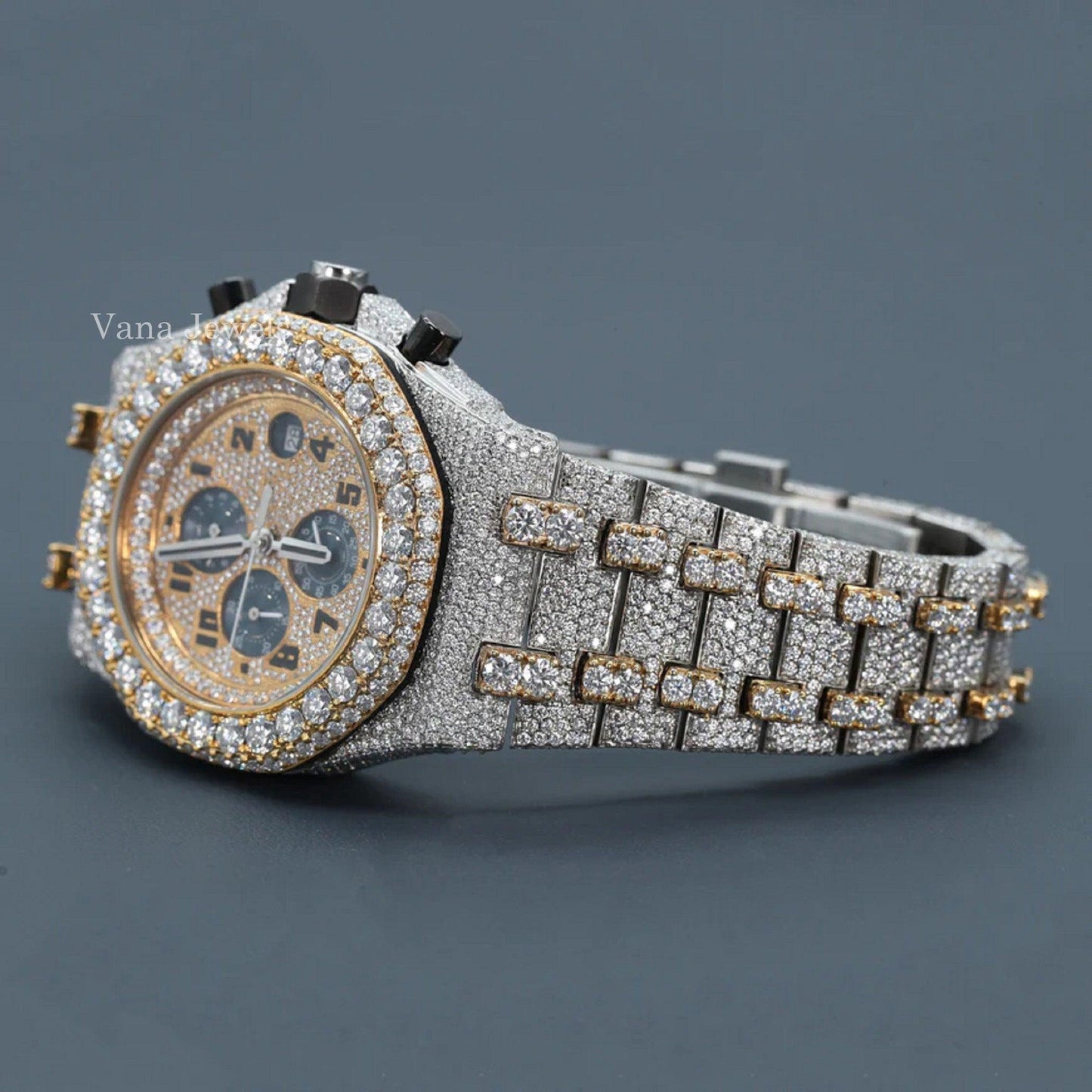 Iced Out Custom Two-Tone Automatic Luxury Diamond Watch - Vana Jewels