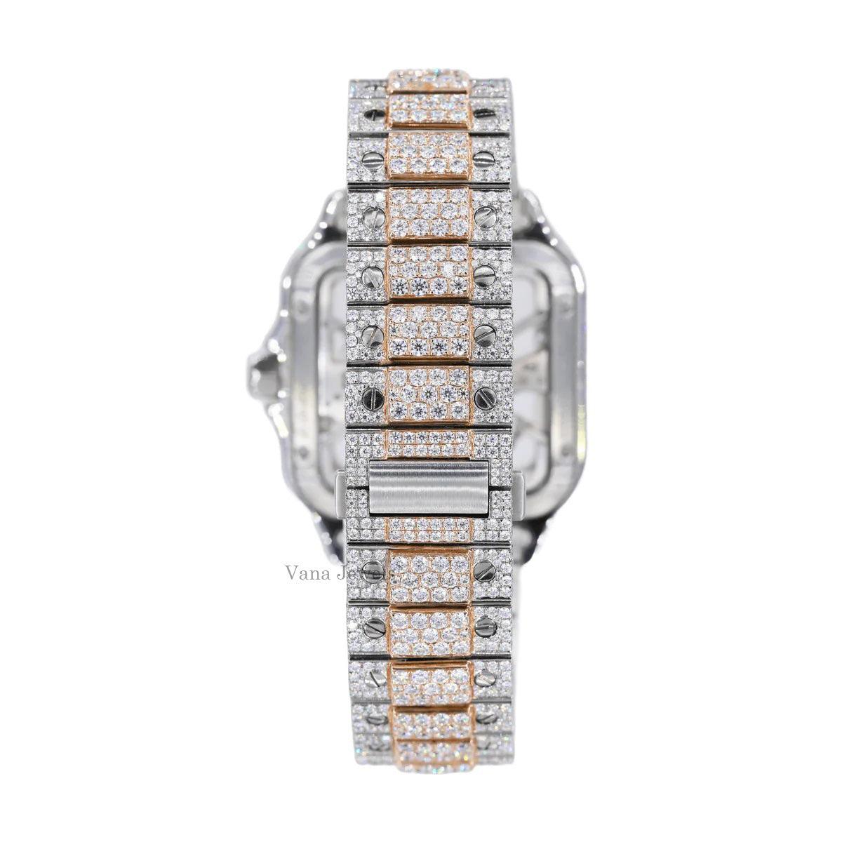 Full Iced Out Two-Tone Automatic Movement Diamond Watch - Vana Jewels