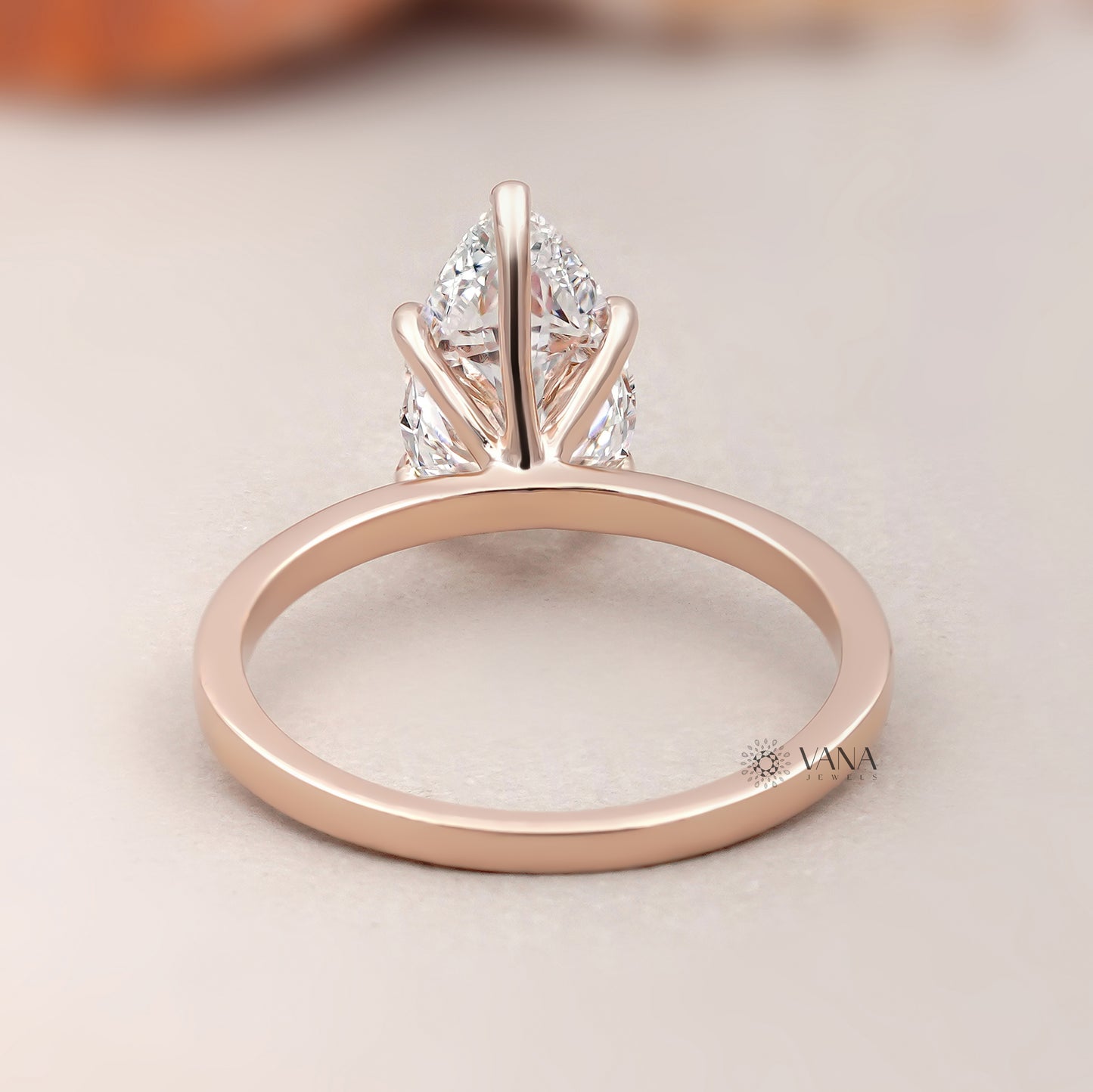 Pear Cut Lab Grown Diamond Solitaire Engagement Ring in 14K Rose Gold