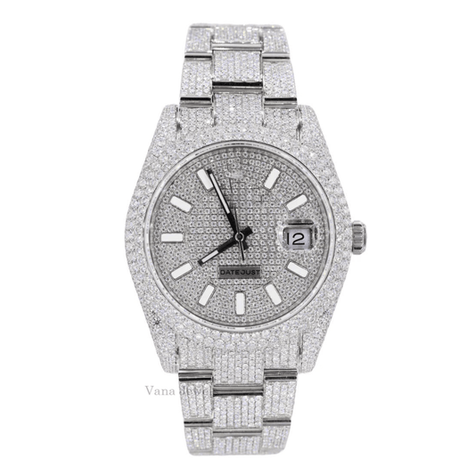 Full Iced Out Luxury Round Cut VVS Moissanite Diamond Watch - Vana Jewels