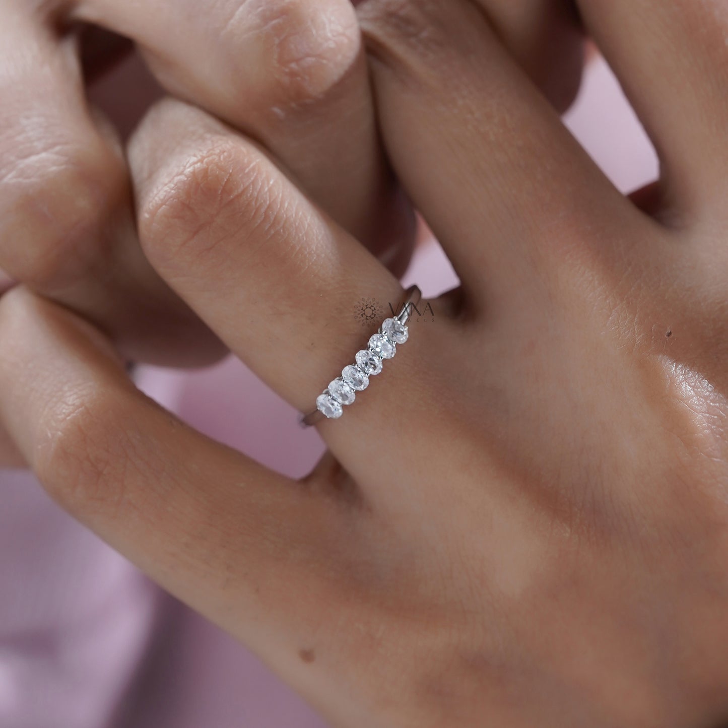 White gold oval cut diamond ring
