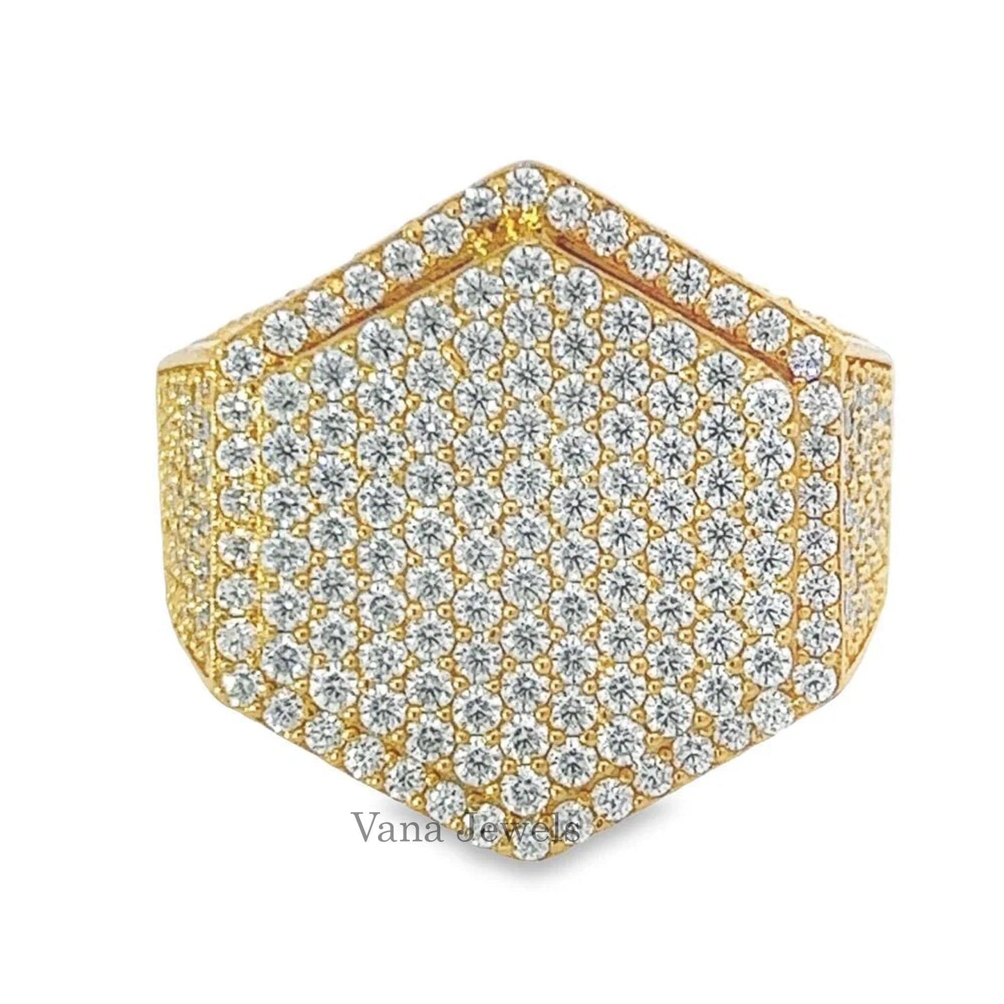 Full Iced Out VVS Moissanite Diamond Ring For Rappers - Vana Jewels