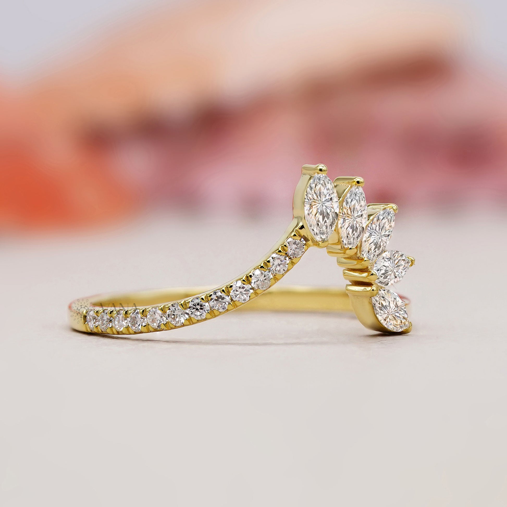 V shaped lab diamond ring for women

