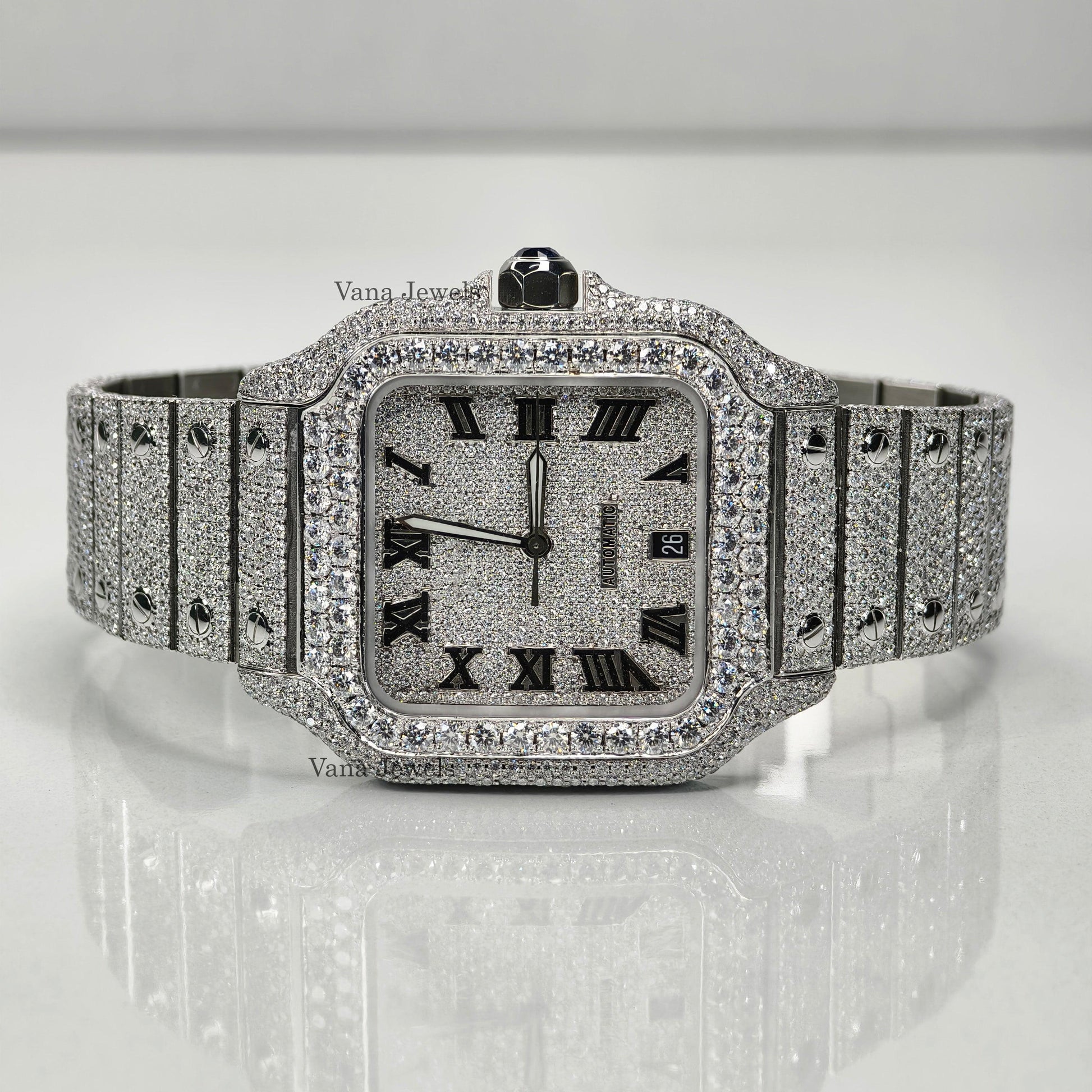 Automatic Movement VVS Moissanite Diamond Iced Out Watch - Vana Jewels