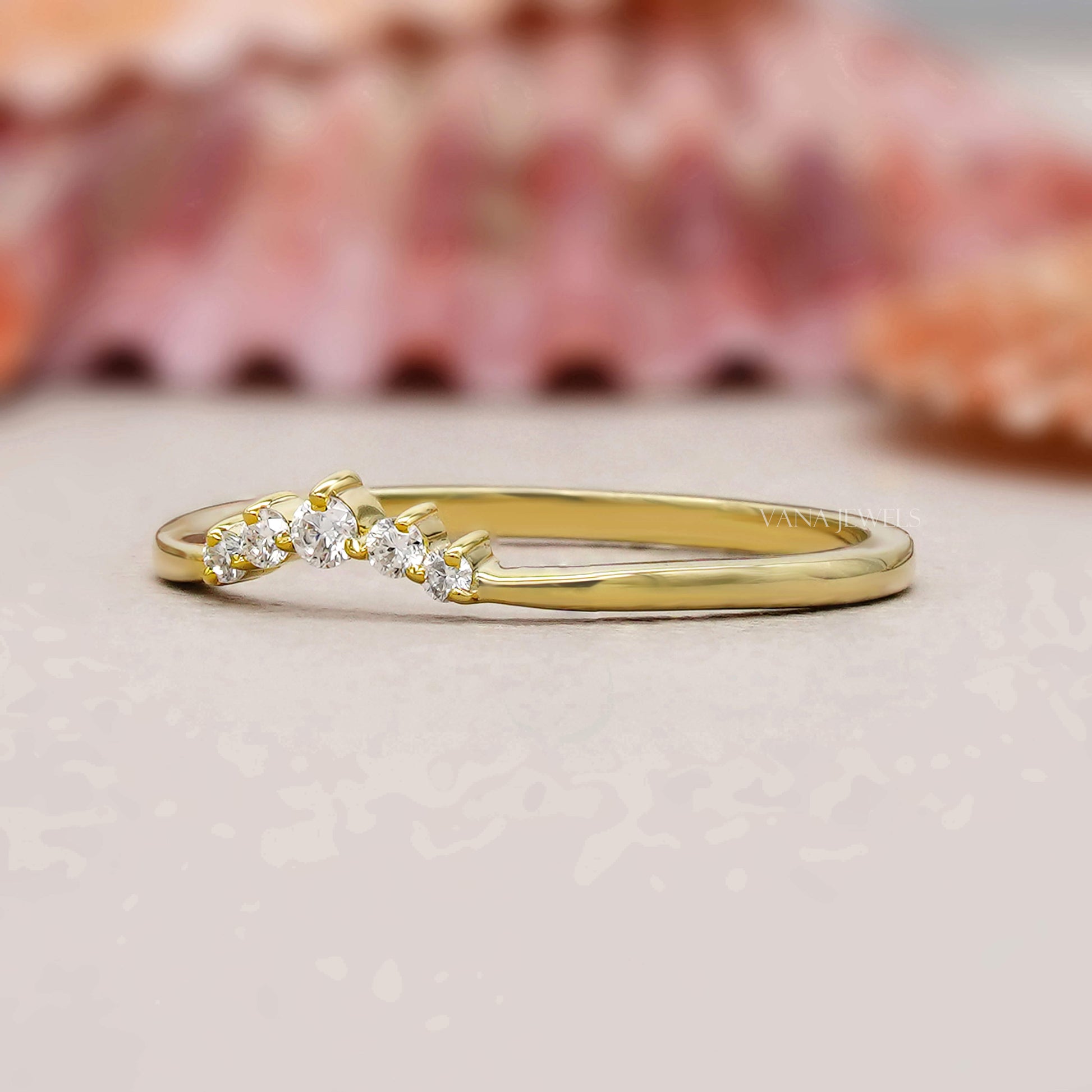 Curved Diamond Wedding Band