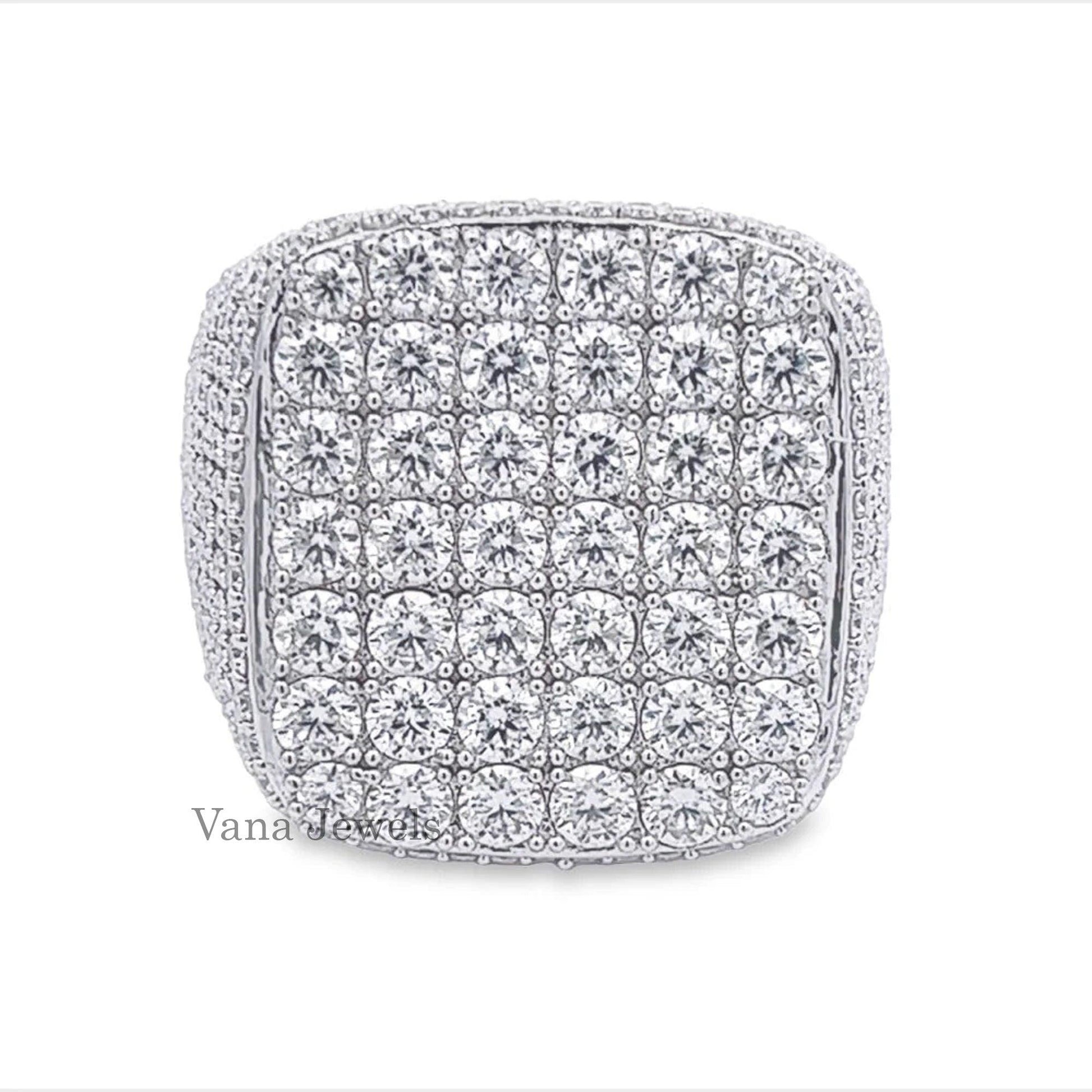 Round Cut VVS Moissanite Diamond Iced Out Ring - Vana Jewels