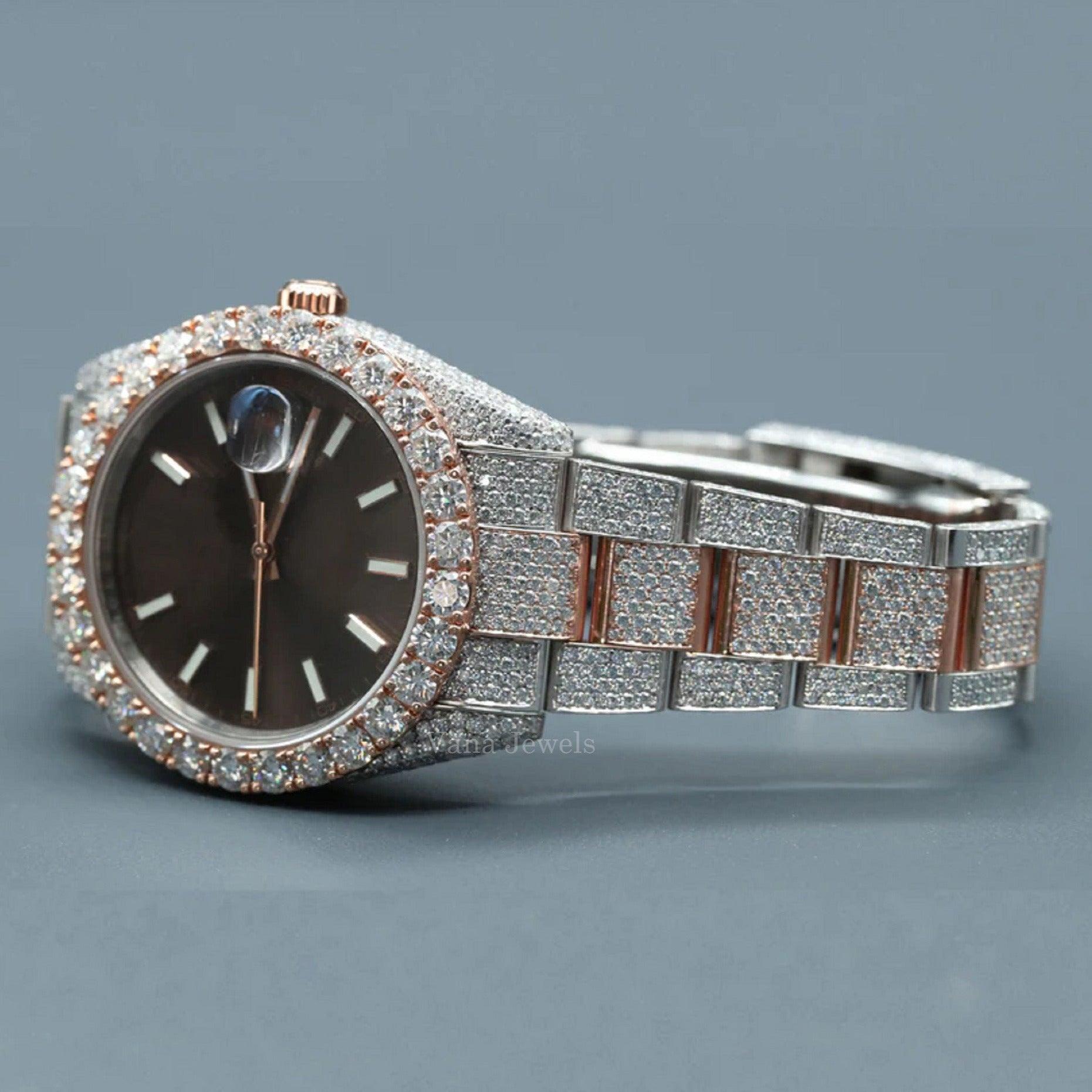 Two-Tone VVS Moissanite Diamond Luxury Watch - Vana Jewels