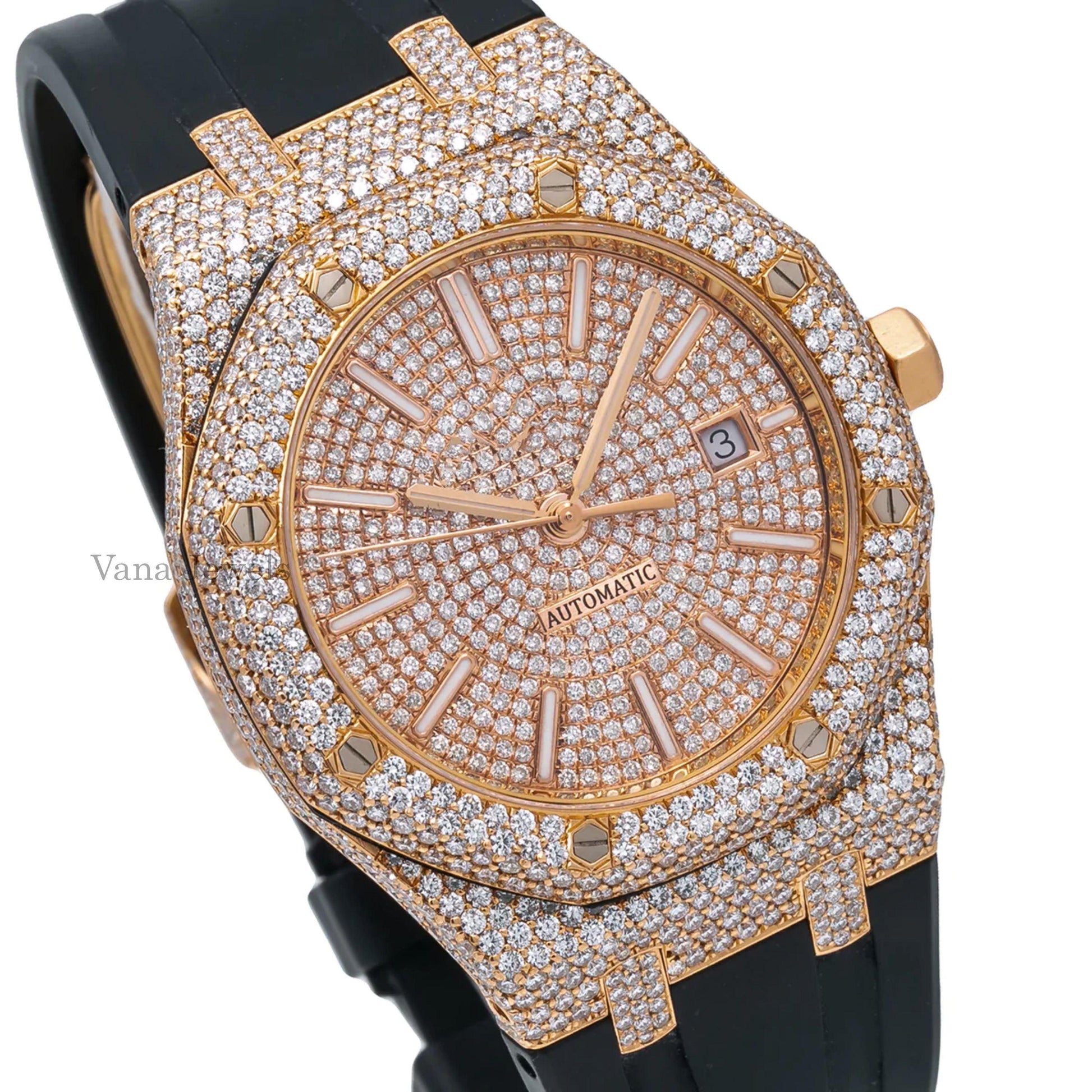 Iced Out Rubber Band Moissanite Diamond Watch - Vana Jewels