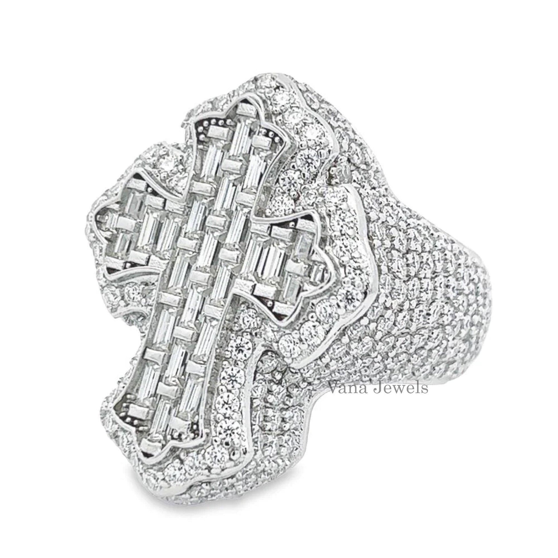 VVS Moissanite Diamond Cross Ring - Vana Jewels