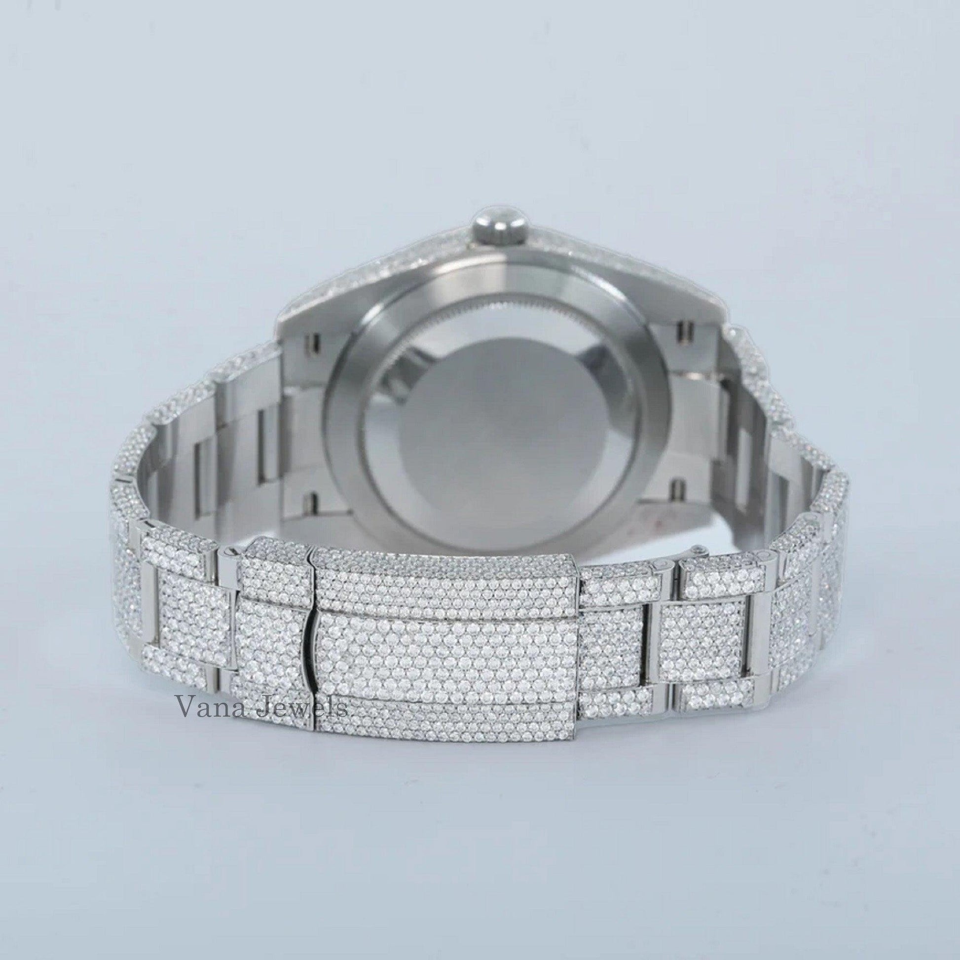 Real VVS Moissanite Diamond Automatic Watch With Roman Dial - Vana Jewels