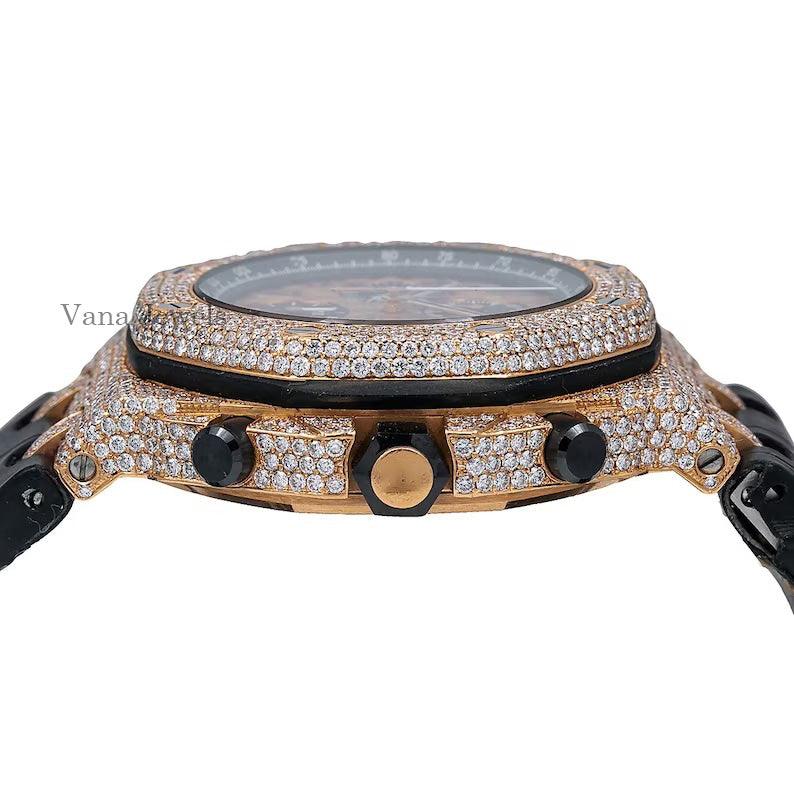 Leather Belt VVS Moissanite Diamond Watch - Vana Jewels