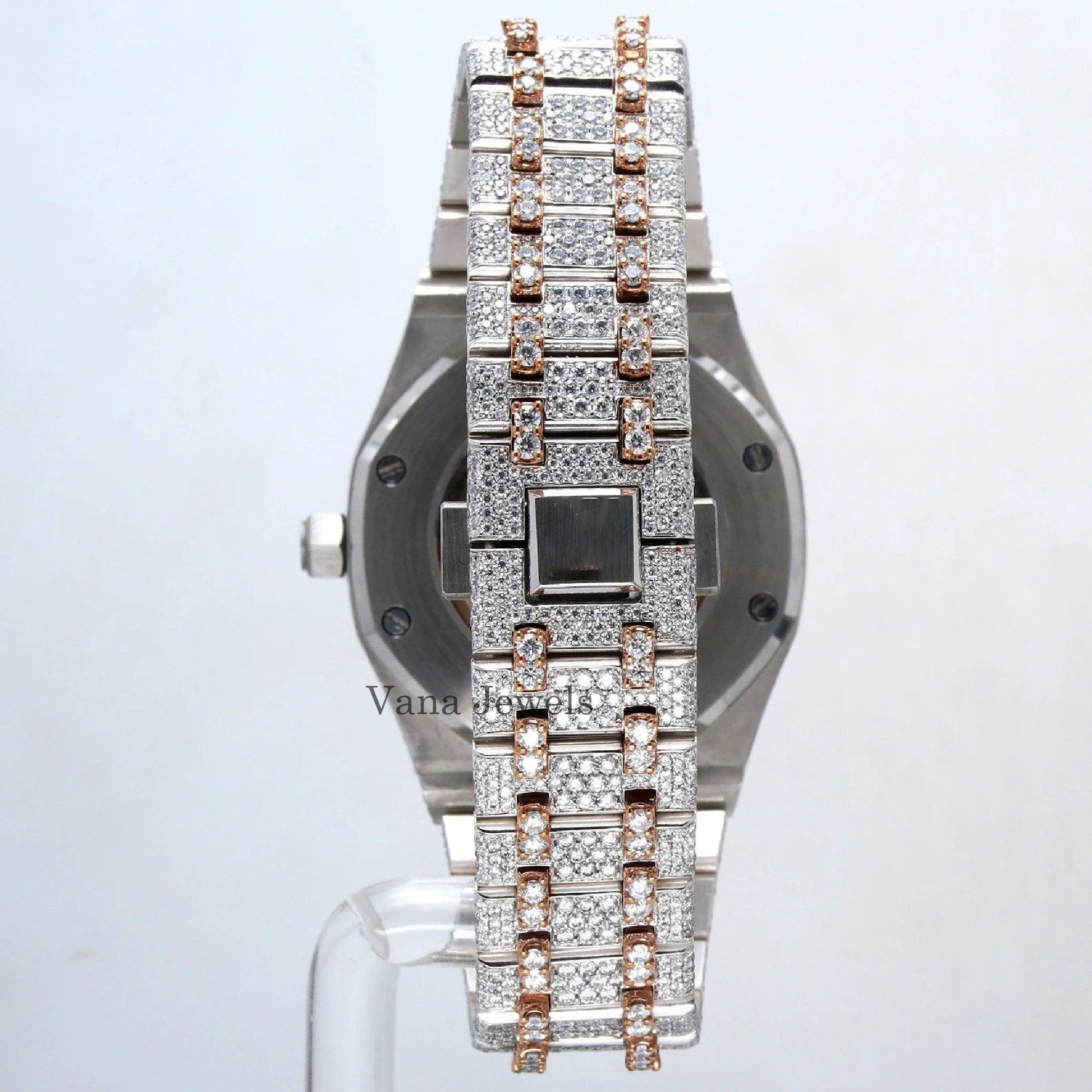 Two-Tone Iced Out Automatic Diamond Watch - Vana Jewels