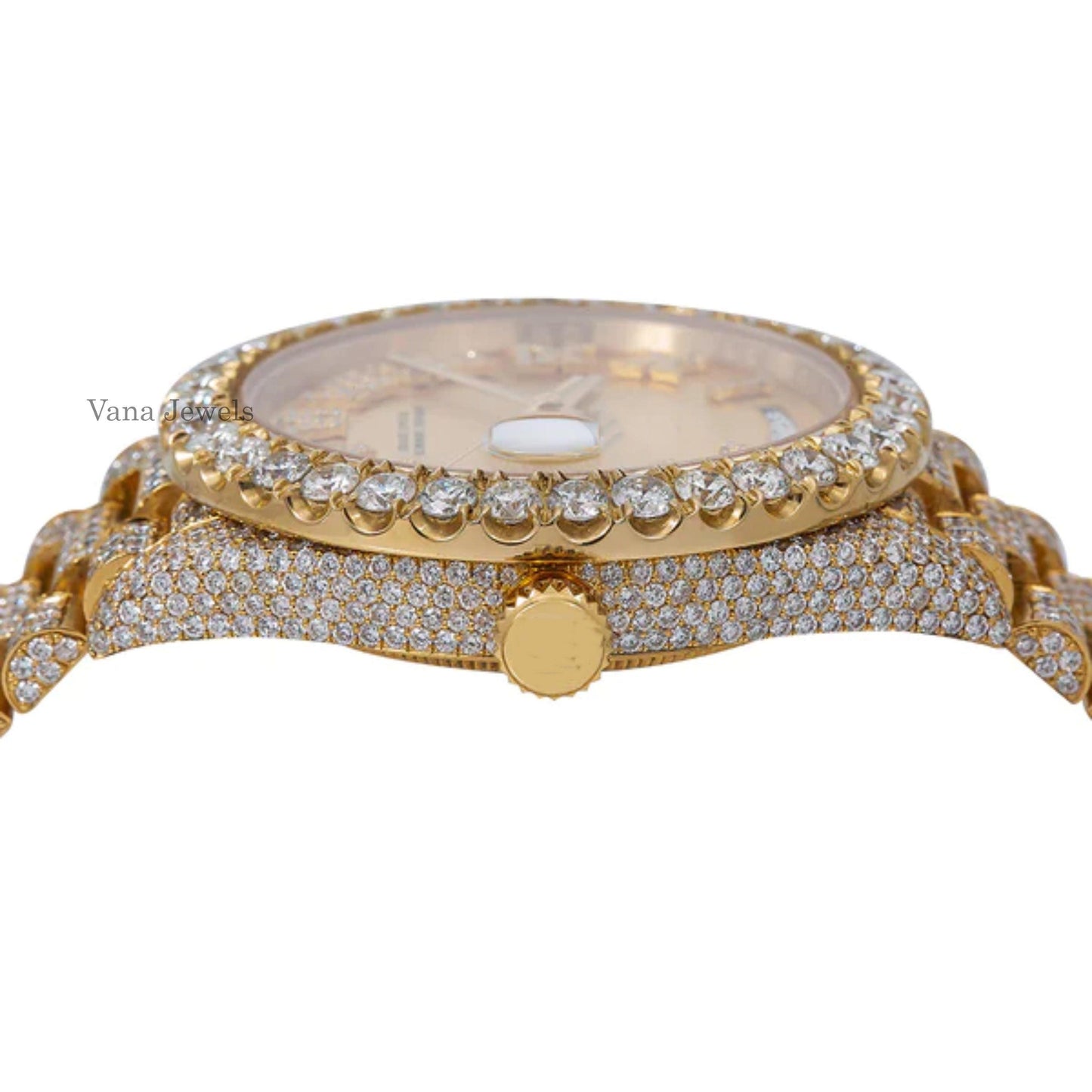 Bust down VVS Moissanite Diamond Iced Out Watch - Vana Jewels