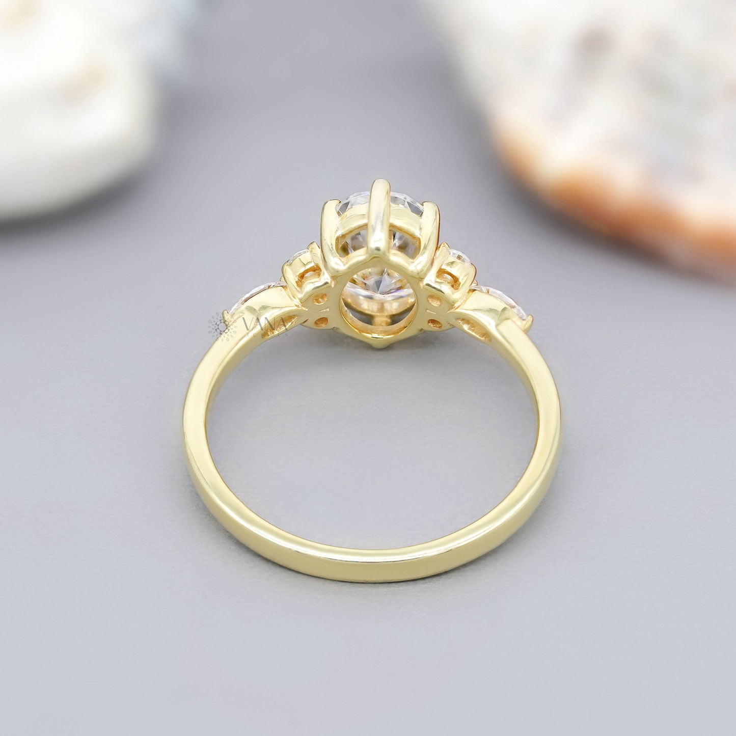 Oval moissanite seven stone ring