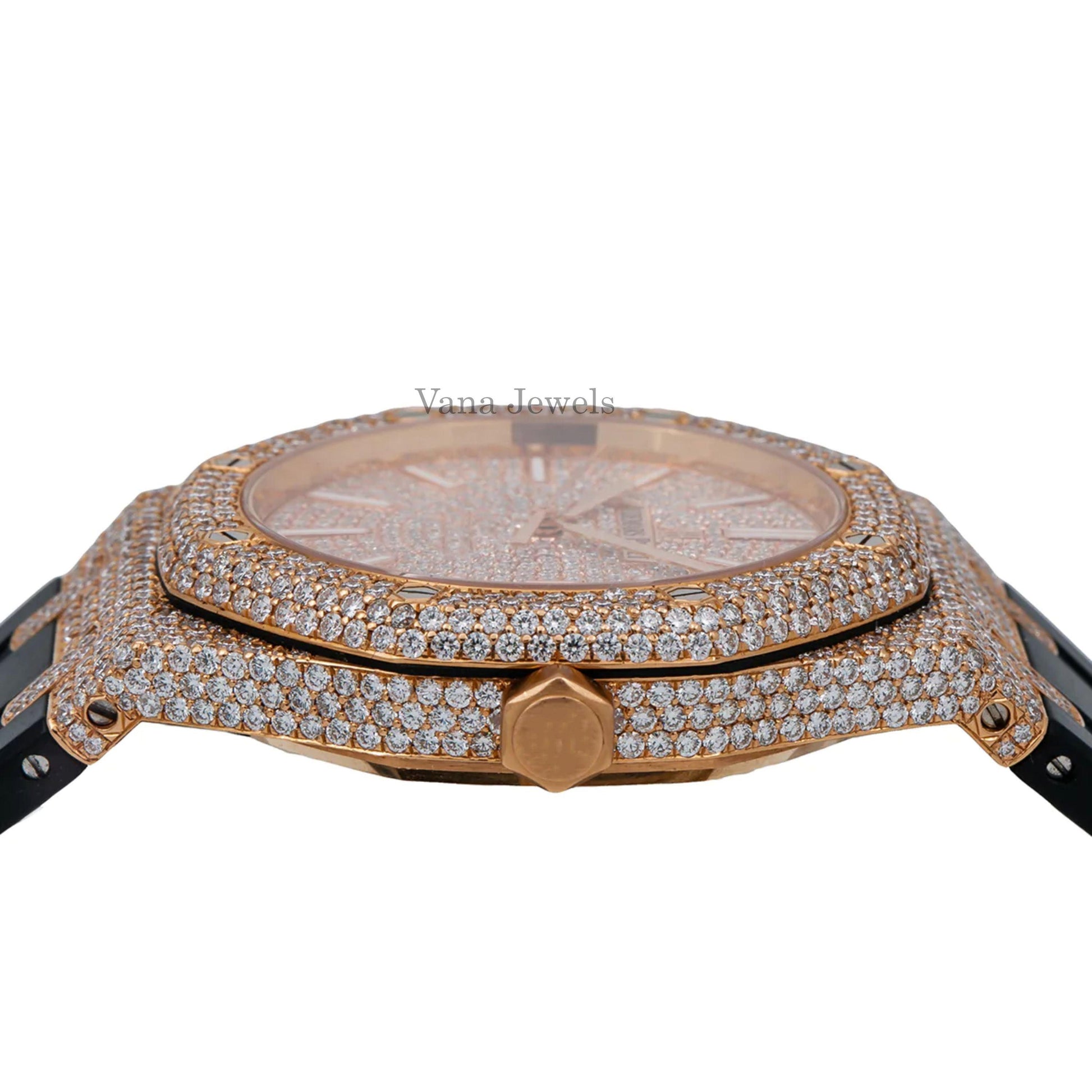 Iced Out Rubber Band Moissanite Diamond Watch - Vana Jewels