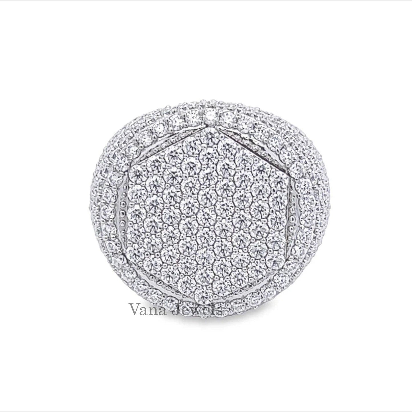 Custom Round Cut Moissanite Diamonds Iced Out Men’s Ring - Vana Jewels