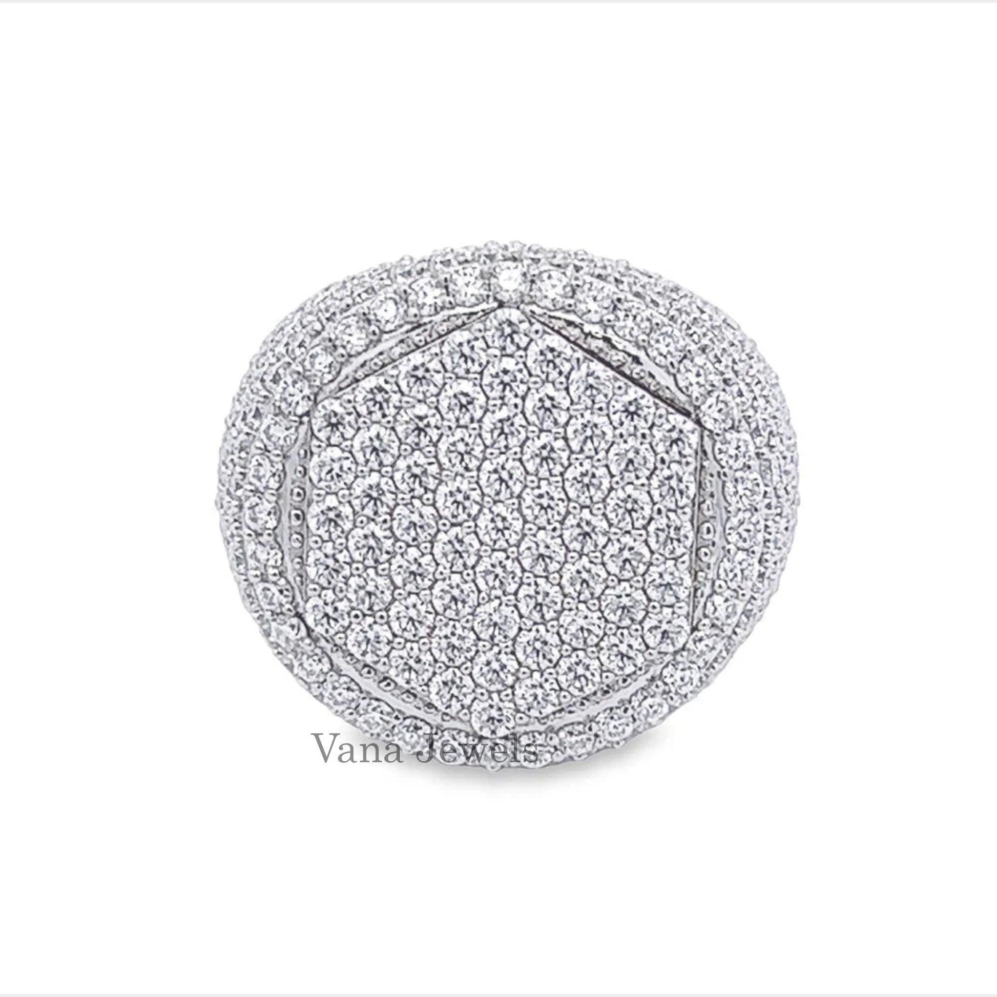 Custom Round Cut Moissanite Diamonds Iced Out Men’s Ring - Vana Jewels