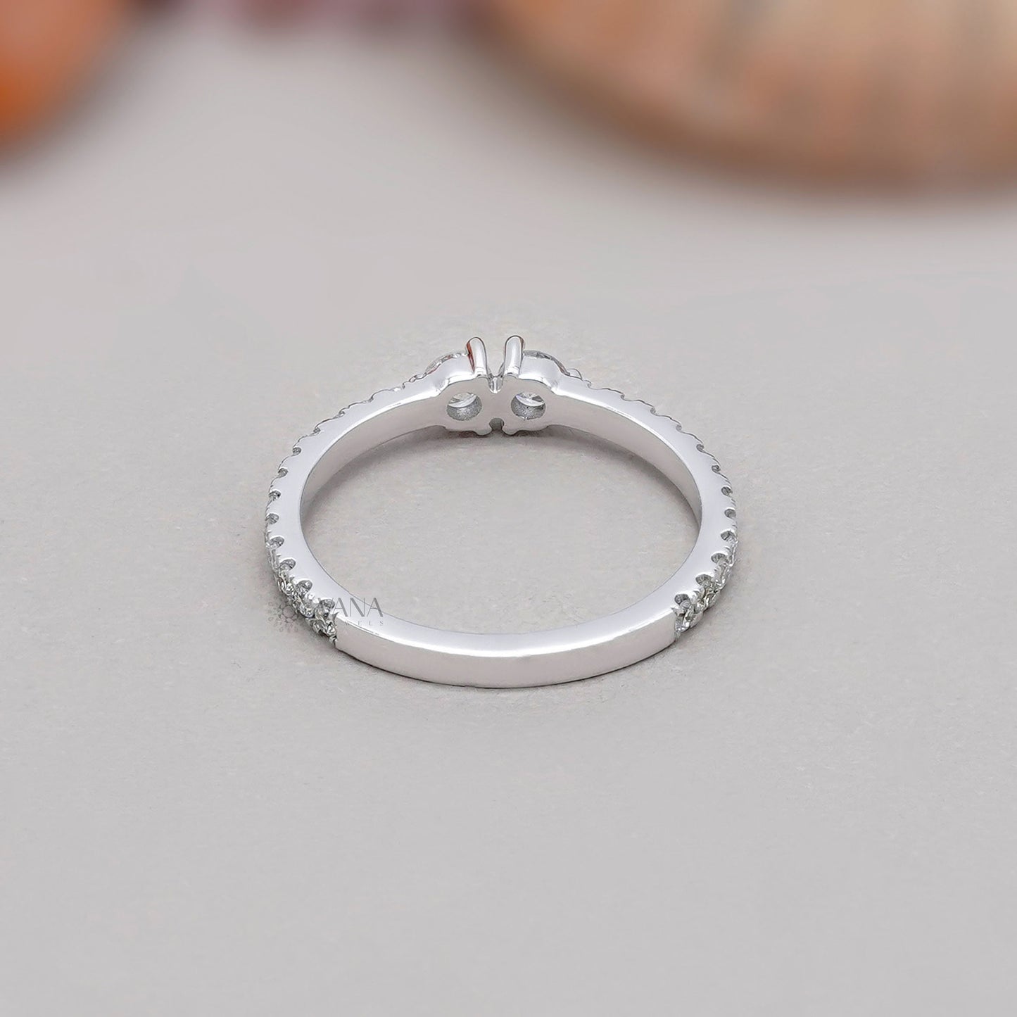 Two Stone Lab Grown Diamond Wedding Band, White Gold Toi et Moi Style Ring