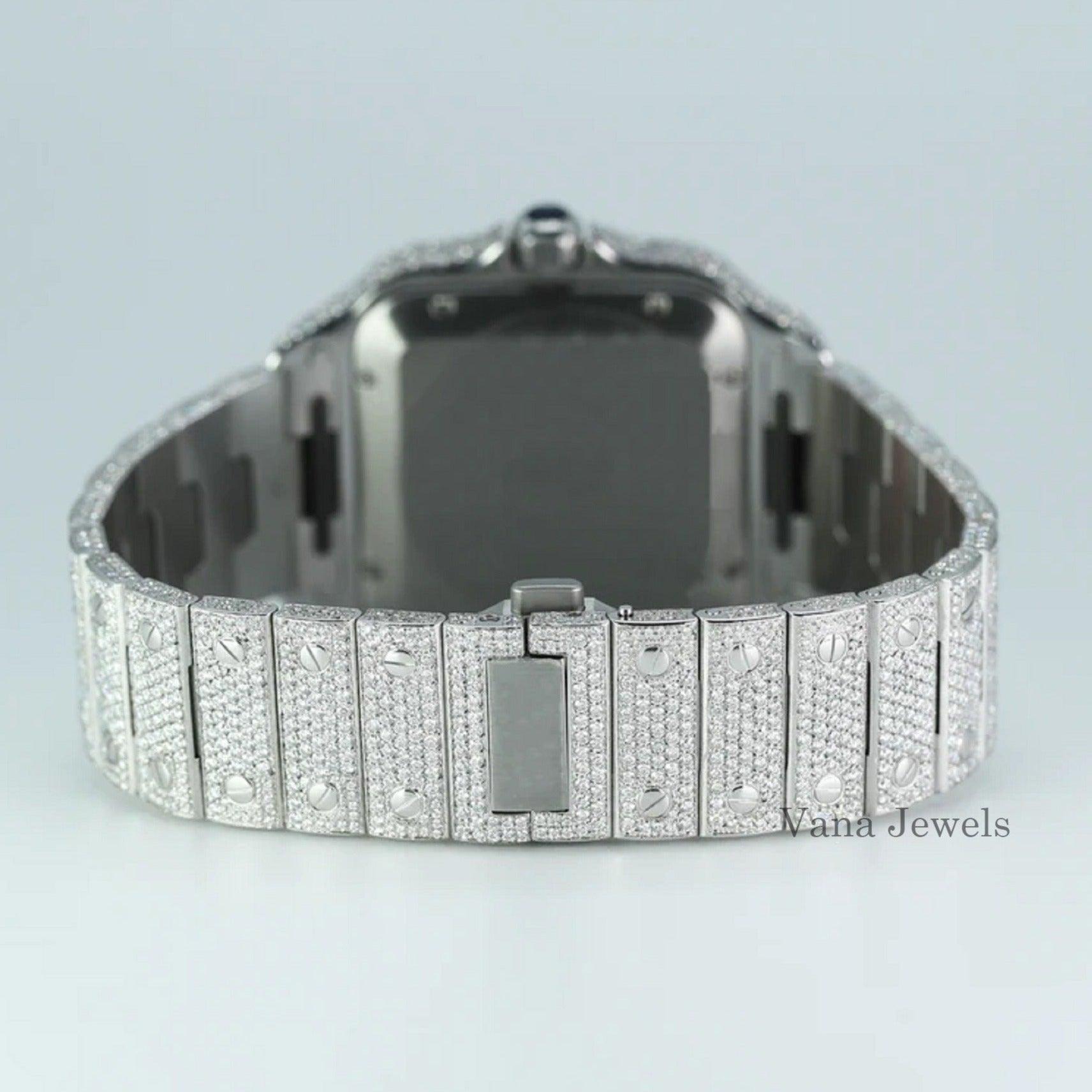 Roman Dial Dazzling VVS Moissanite Diamond Iced Out Watch - Vana Jewels