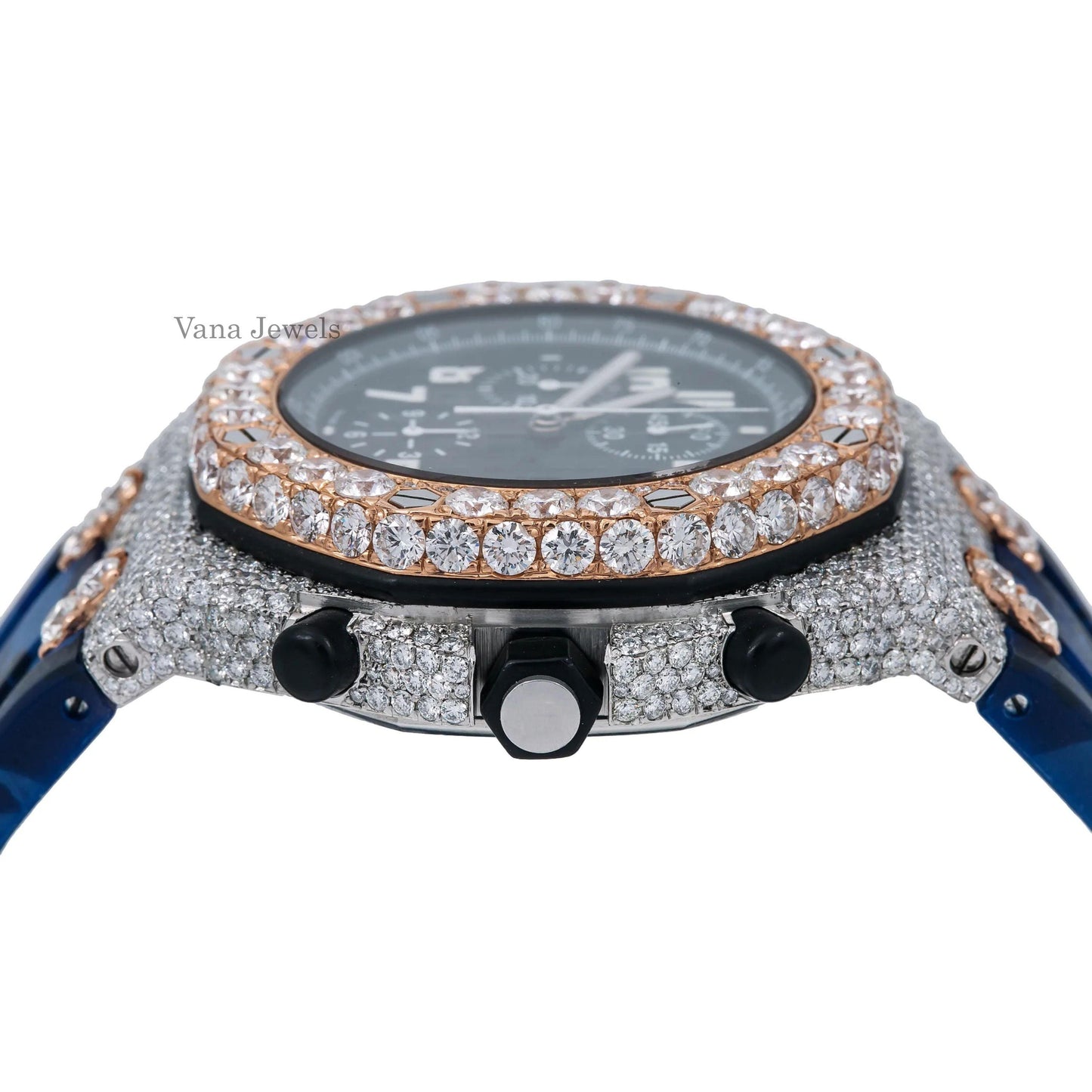 Customized Rubber Band VVS Moissanite Iced Out Watch - Vana Jewels