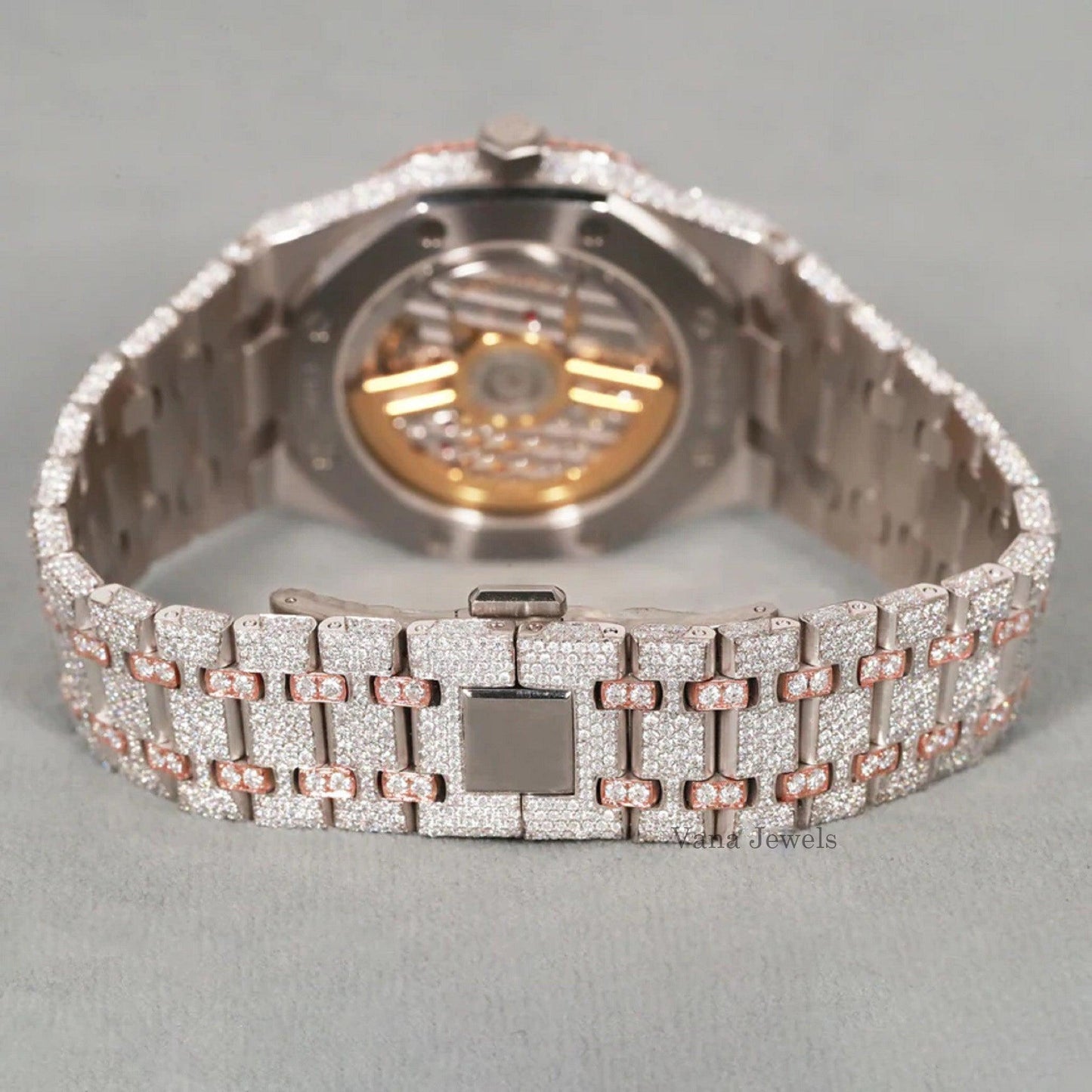 Rose Gold Two-Tone VVS Moissanite Diamond Watch - Vana Jewels