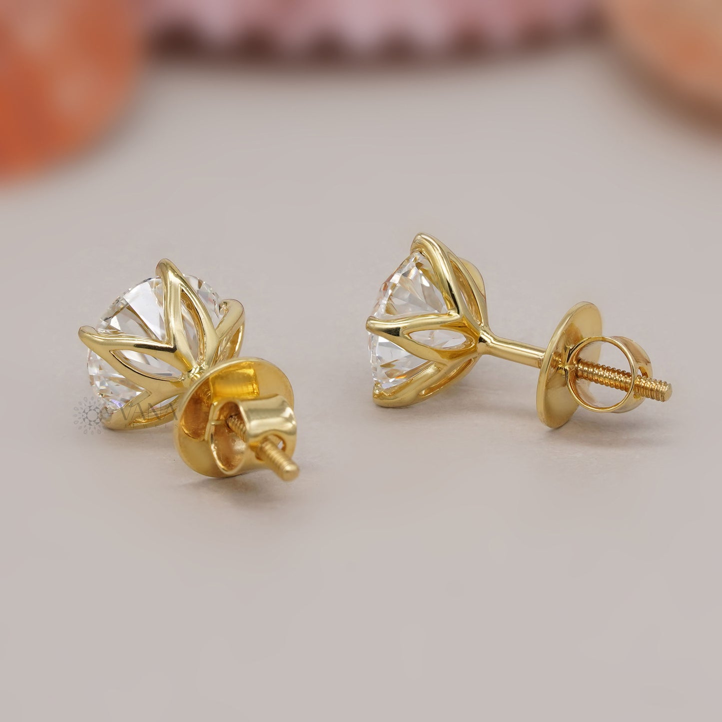 Round Cut Lab Grown Diamond Stud Earrings – Classic Minimalist Solitaire Gift for Her