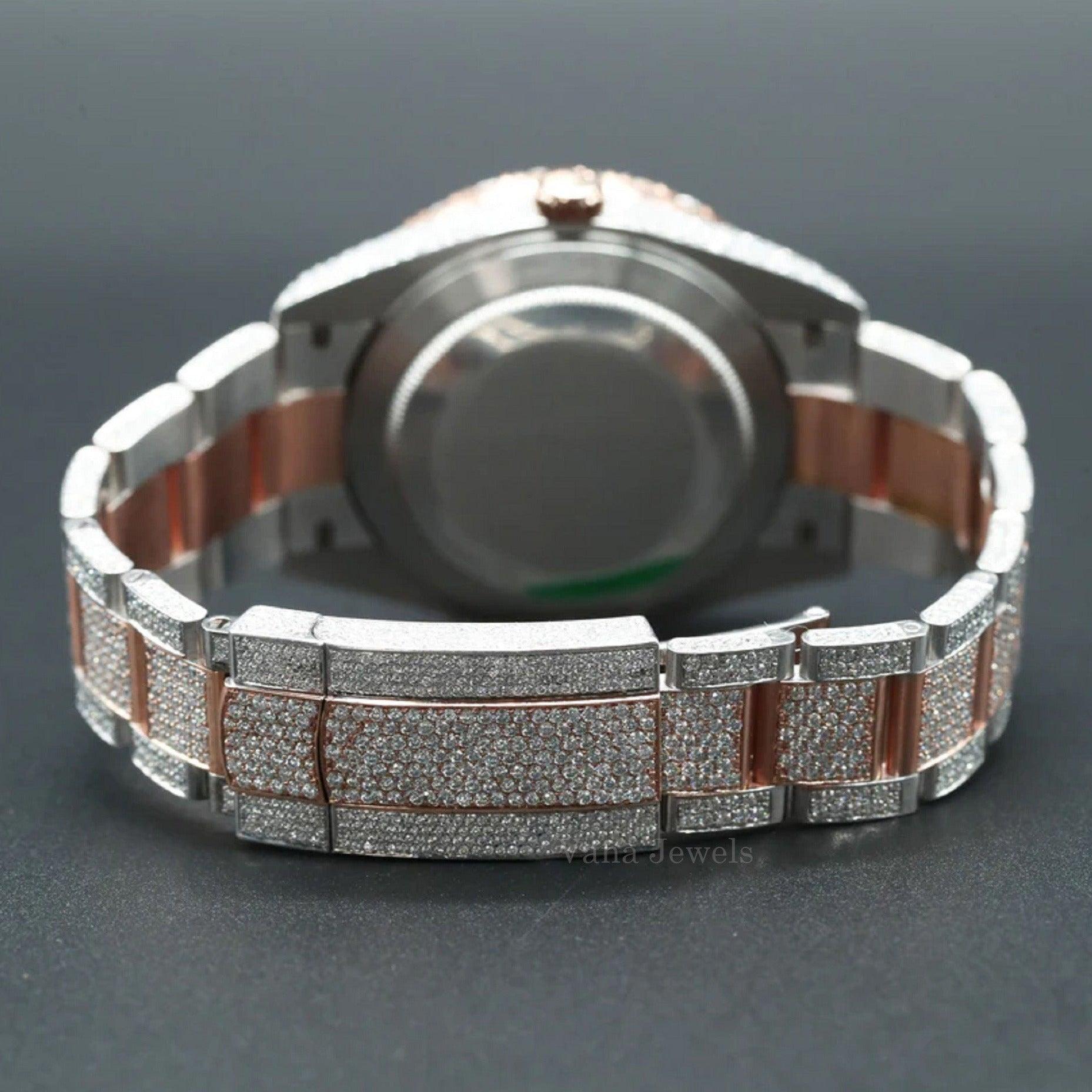 Two-Tone VVS Moissanite Diamond Luxury Watch - Vana Jewels